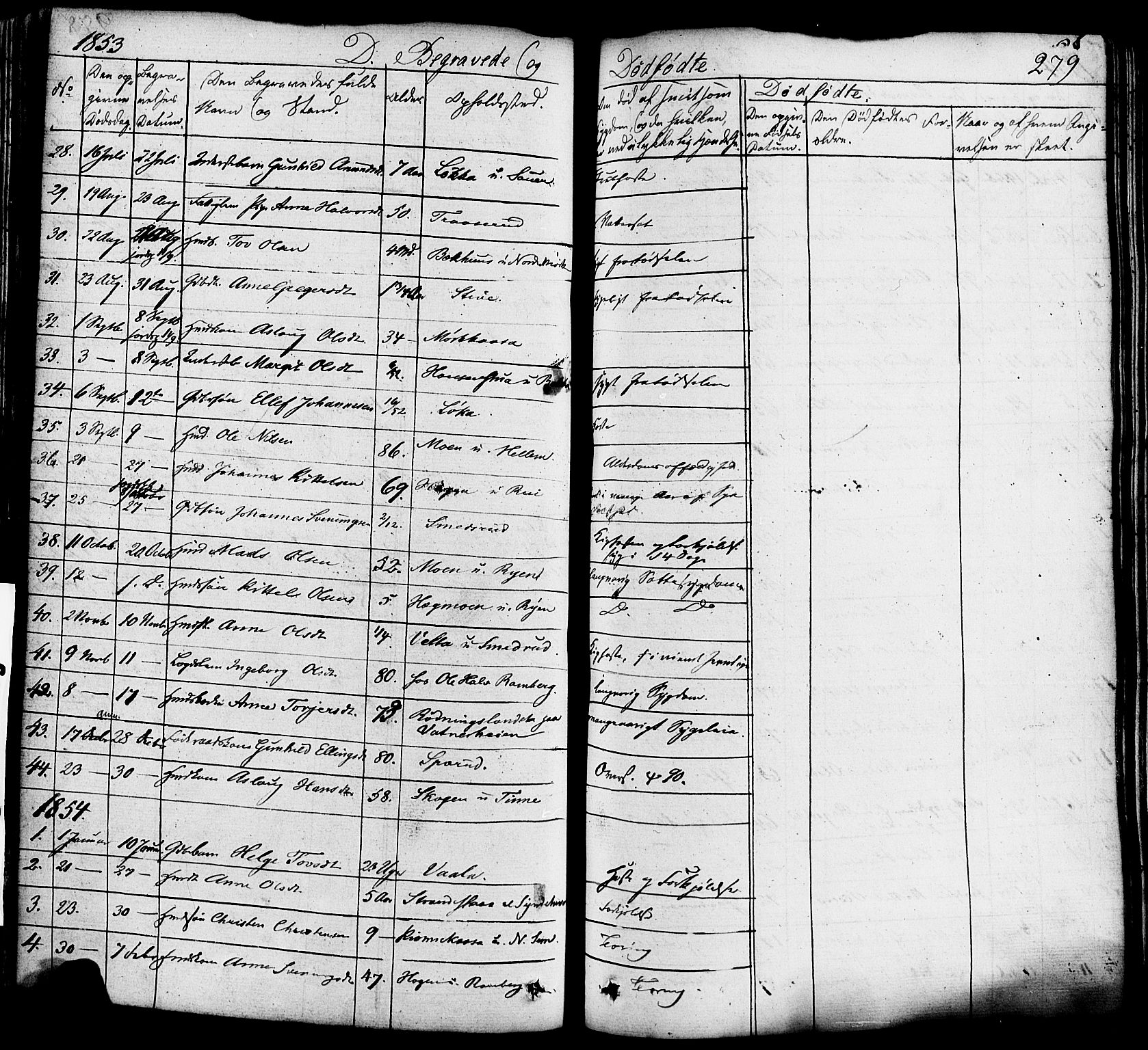 Heddal kirkebøker, SAKO/A-268/F/Fa/L0006: Parish register (official) no. I 6, 1837-1854, p. 279