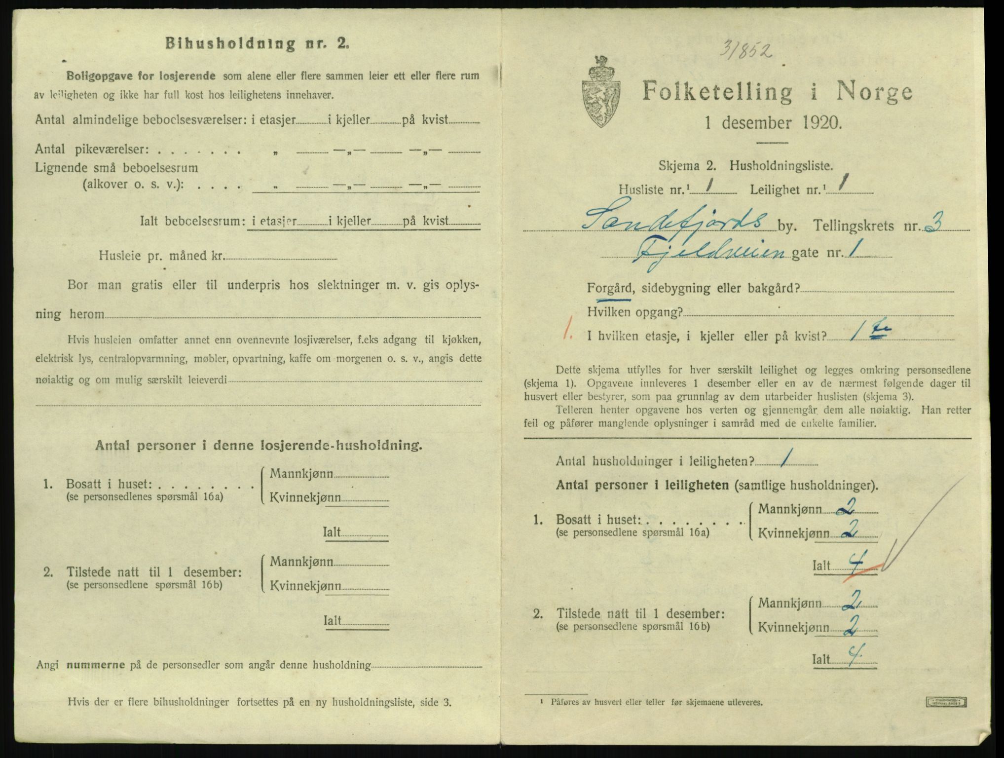 SAKO, 1920 census for Sandefjord, 1920, p. 1896