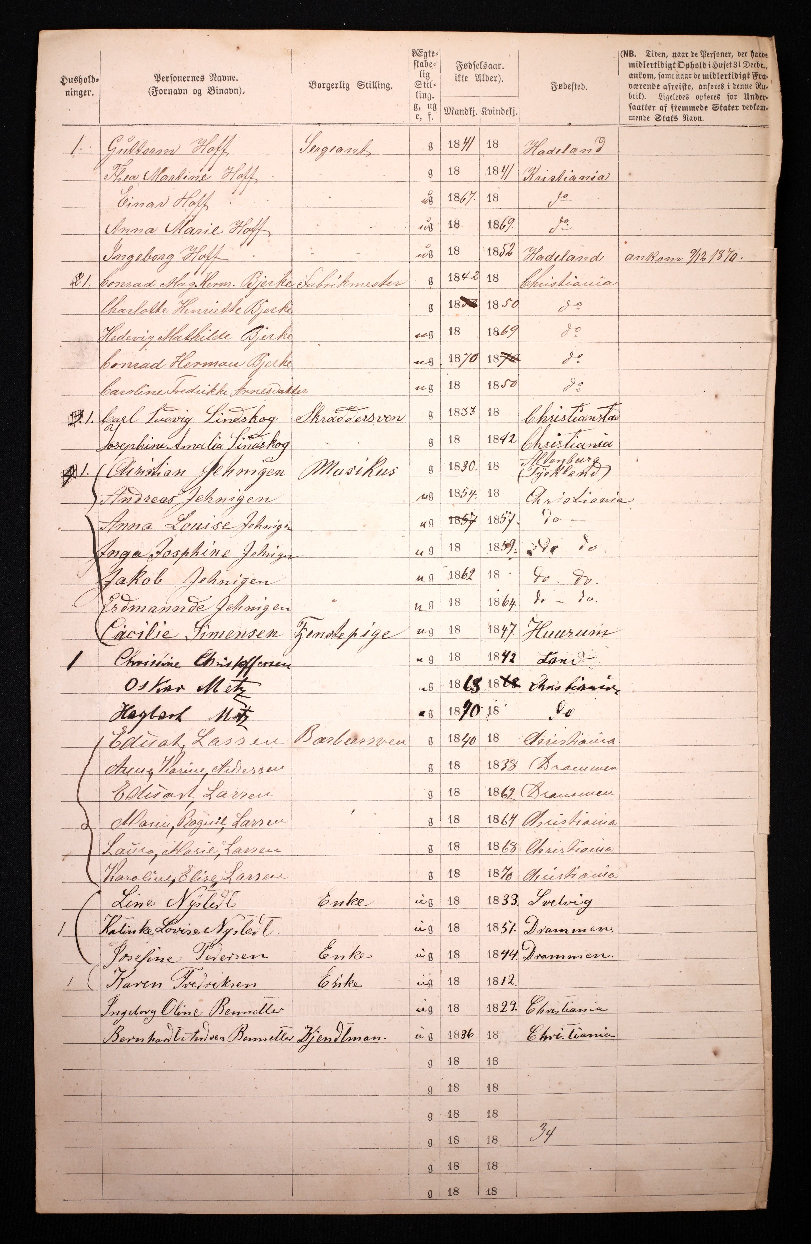 RA, 1870 census for 0301 Kristiania, 1870, p. 4561