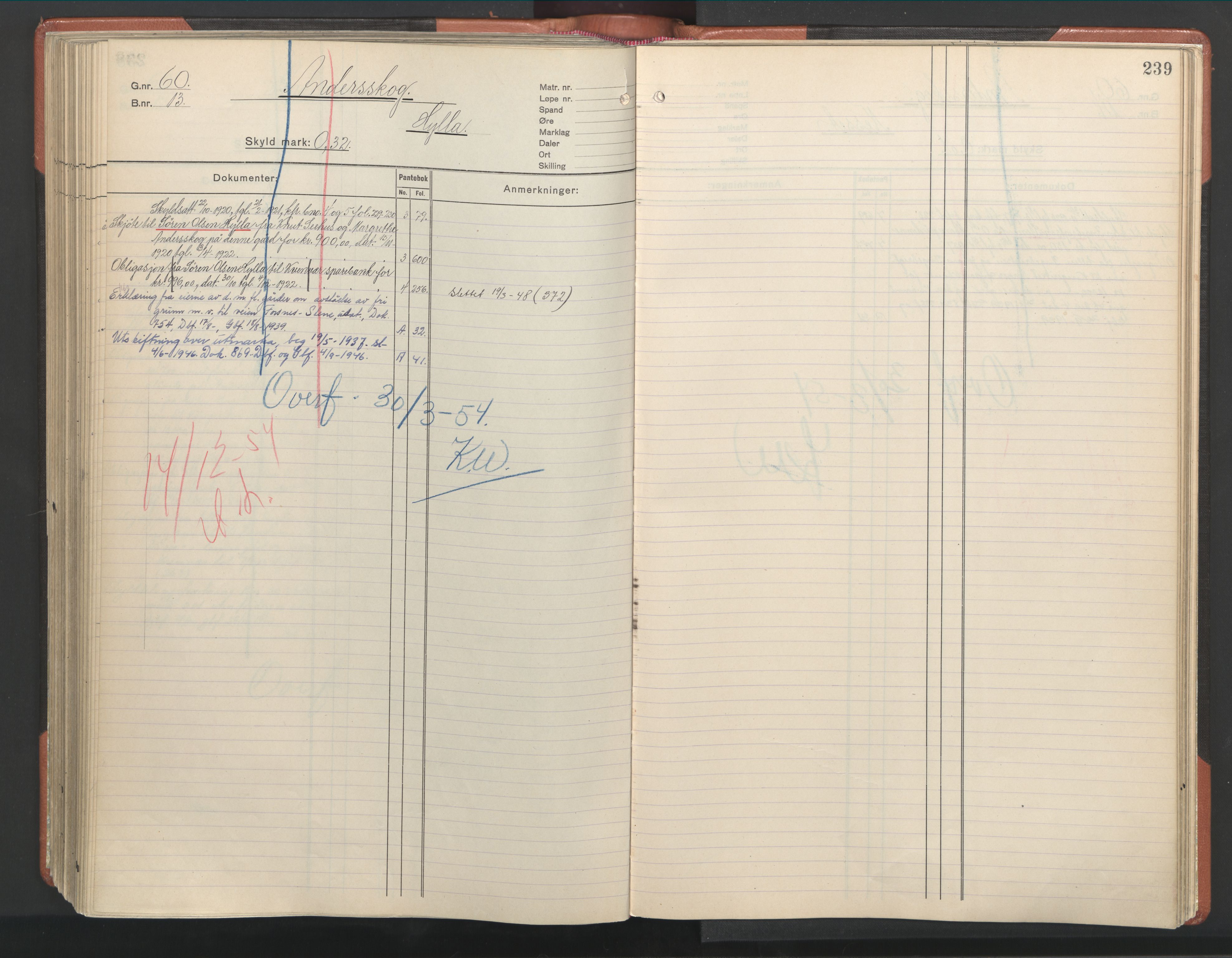Hitra sorenskriveri, AV/SAT-A-0018/2/2A/L0013: Mortgage register no. 13, p. 239