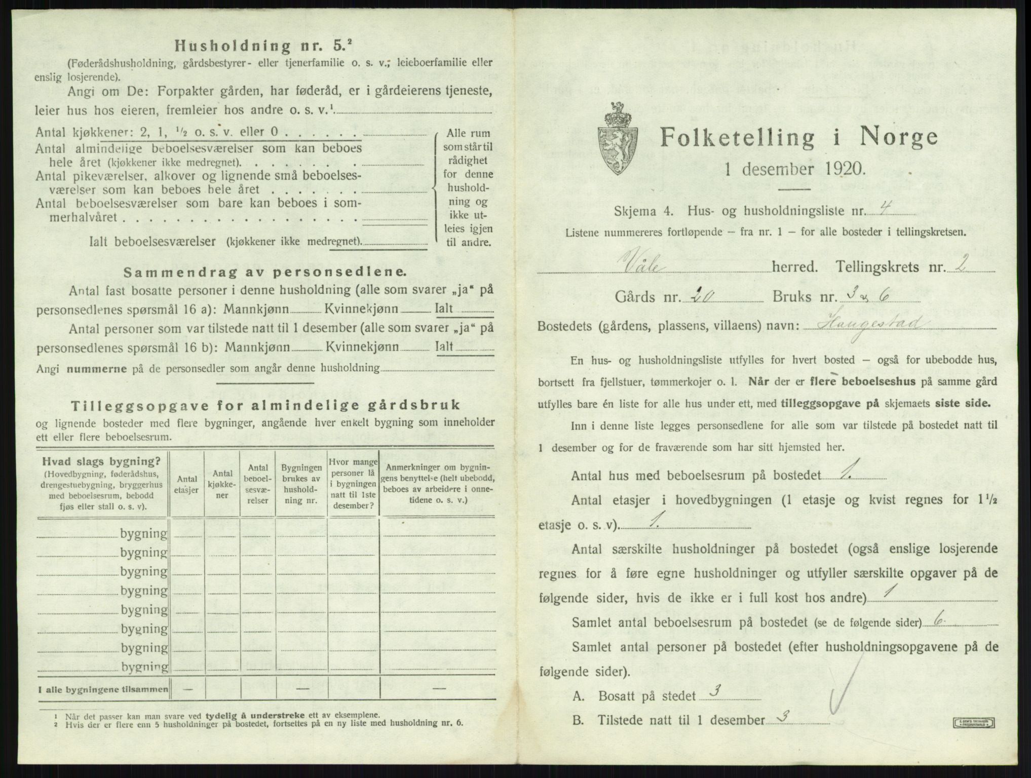 SAKO, 1920 census for Våle, 1920, p. 202