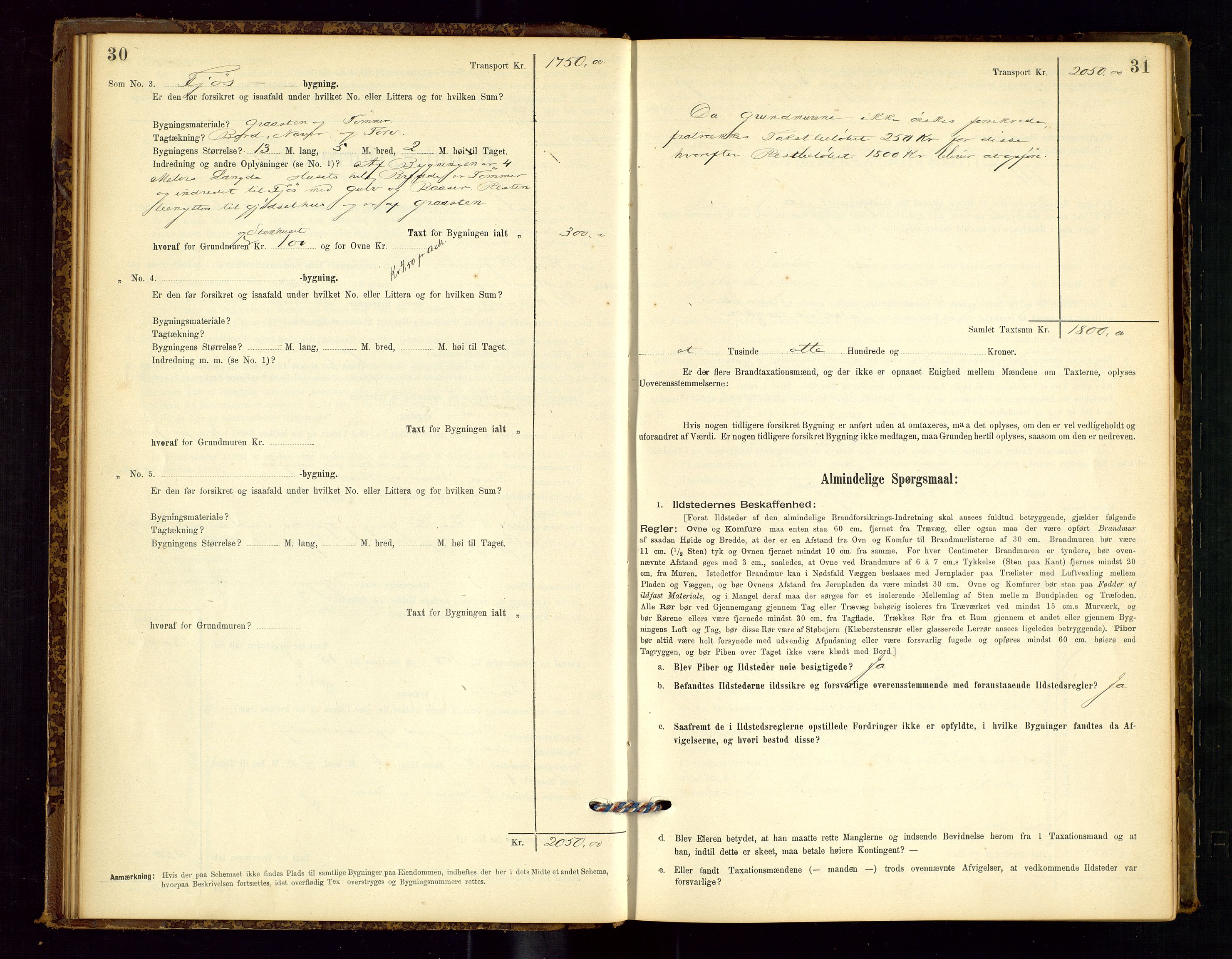 Sokndal lensmannskontor, AV/SAST-A-100417/Gob/L0001: "Brandtaxt-Protokol", 1895-1902, p. 30-31