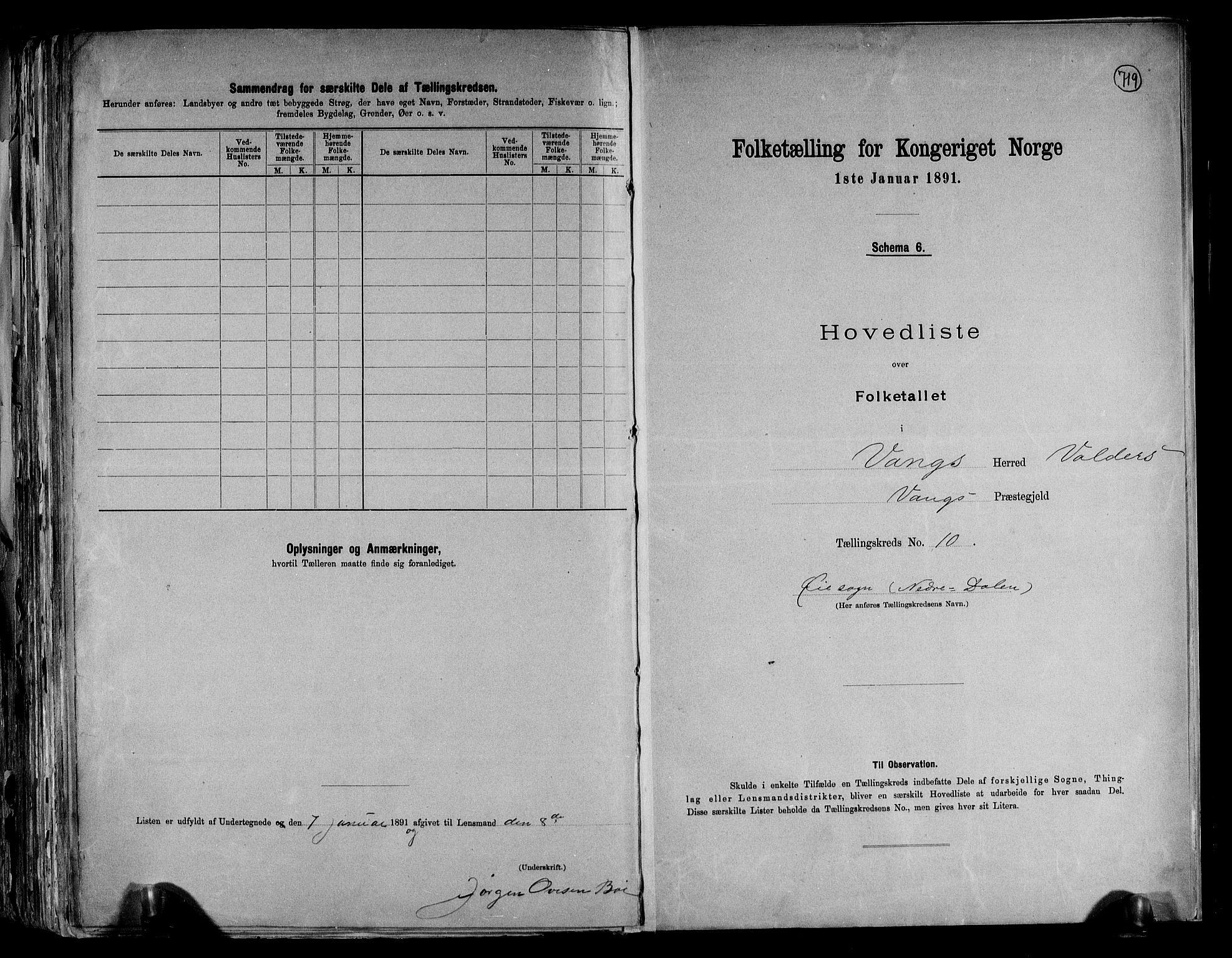 RA, 1891 census for 0545 Vang, 1891, p. 23