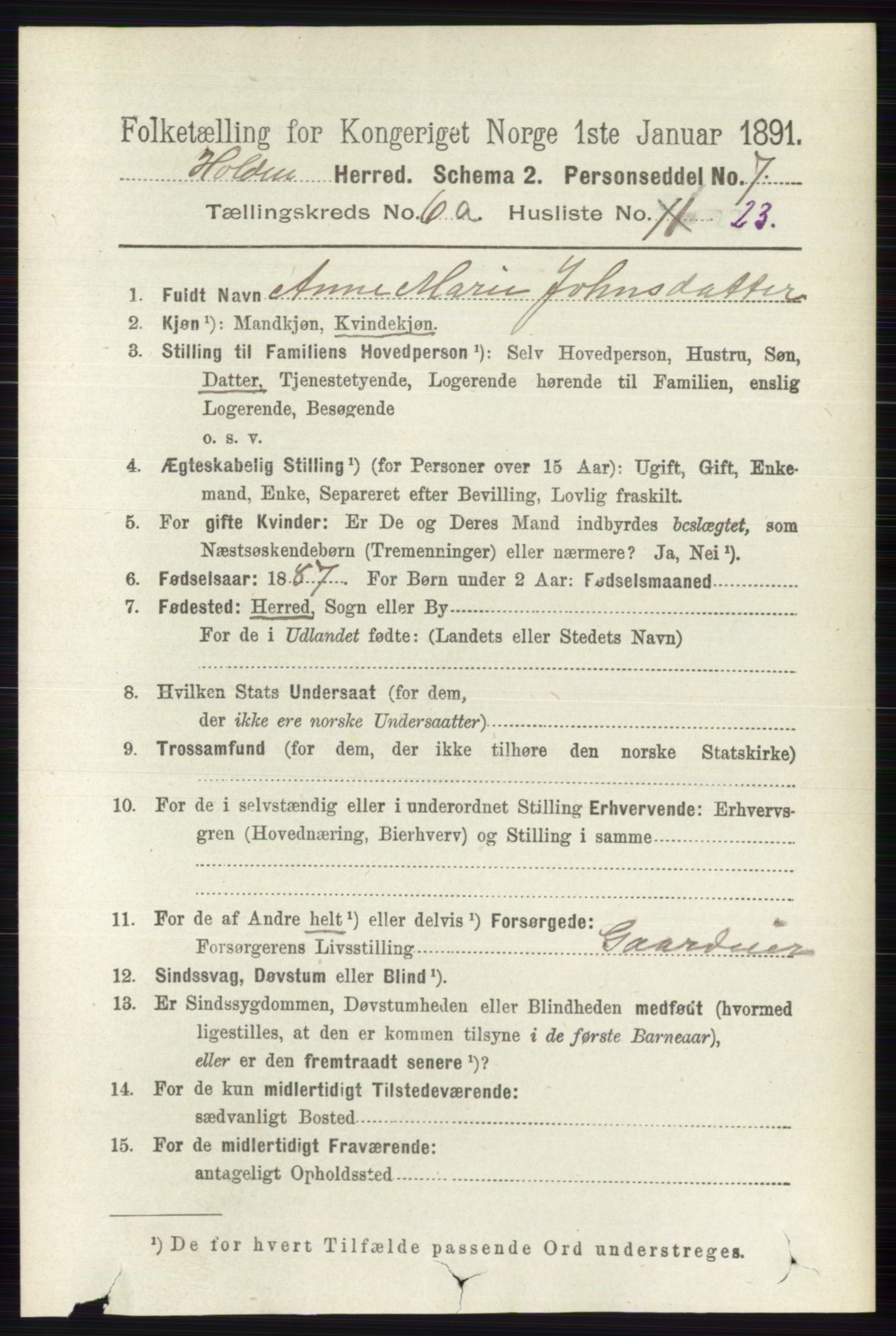 RA, 1891 census for 0819 Holla, 1891, p. 2996