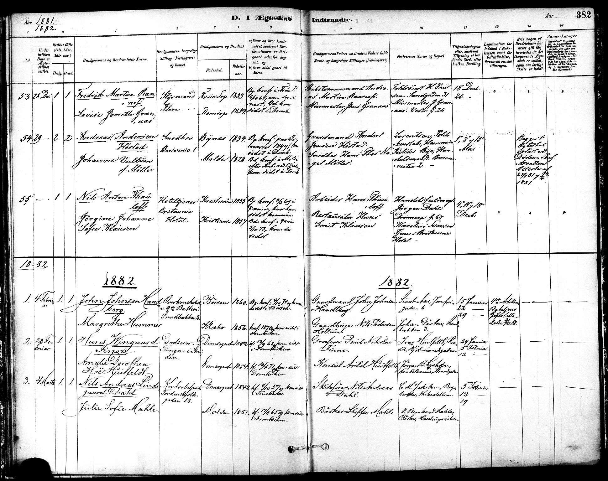 Ministerialprotokoller, klokkerbøker og fødselsregistre - Sør-Trøndelag, AV/SAT-A-1456/601/L0058: Parish register (official) no. 601A26, 1877-1891, p. 382