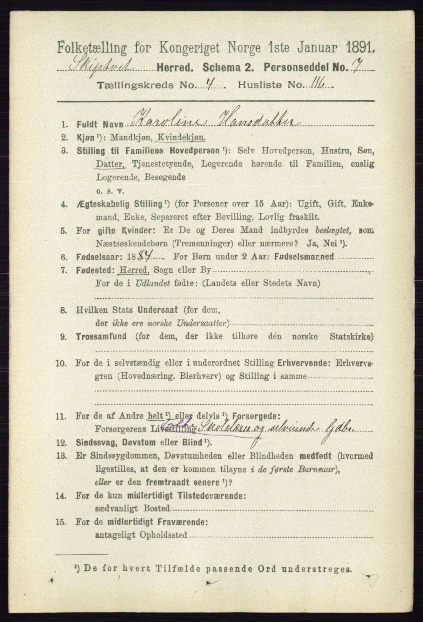 RA, 1891 census for 0127 Skiptvet, 1891, p. 2568