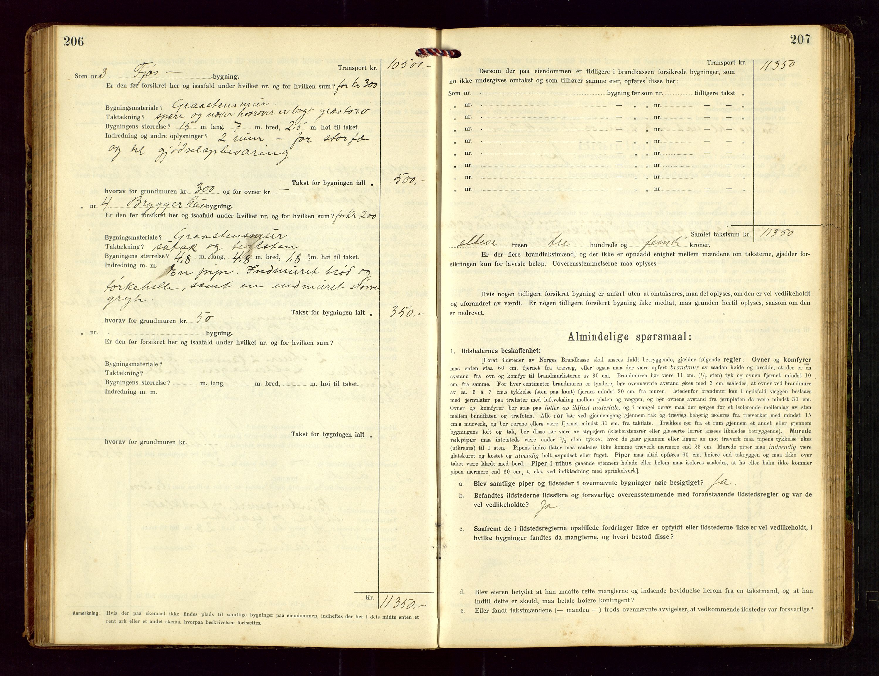Heskestad lensmannskontor, AV/SAST-A-100304/Gob/L0002: "Brandtakstprotokol", 1915-1922, p. 206-207