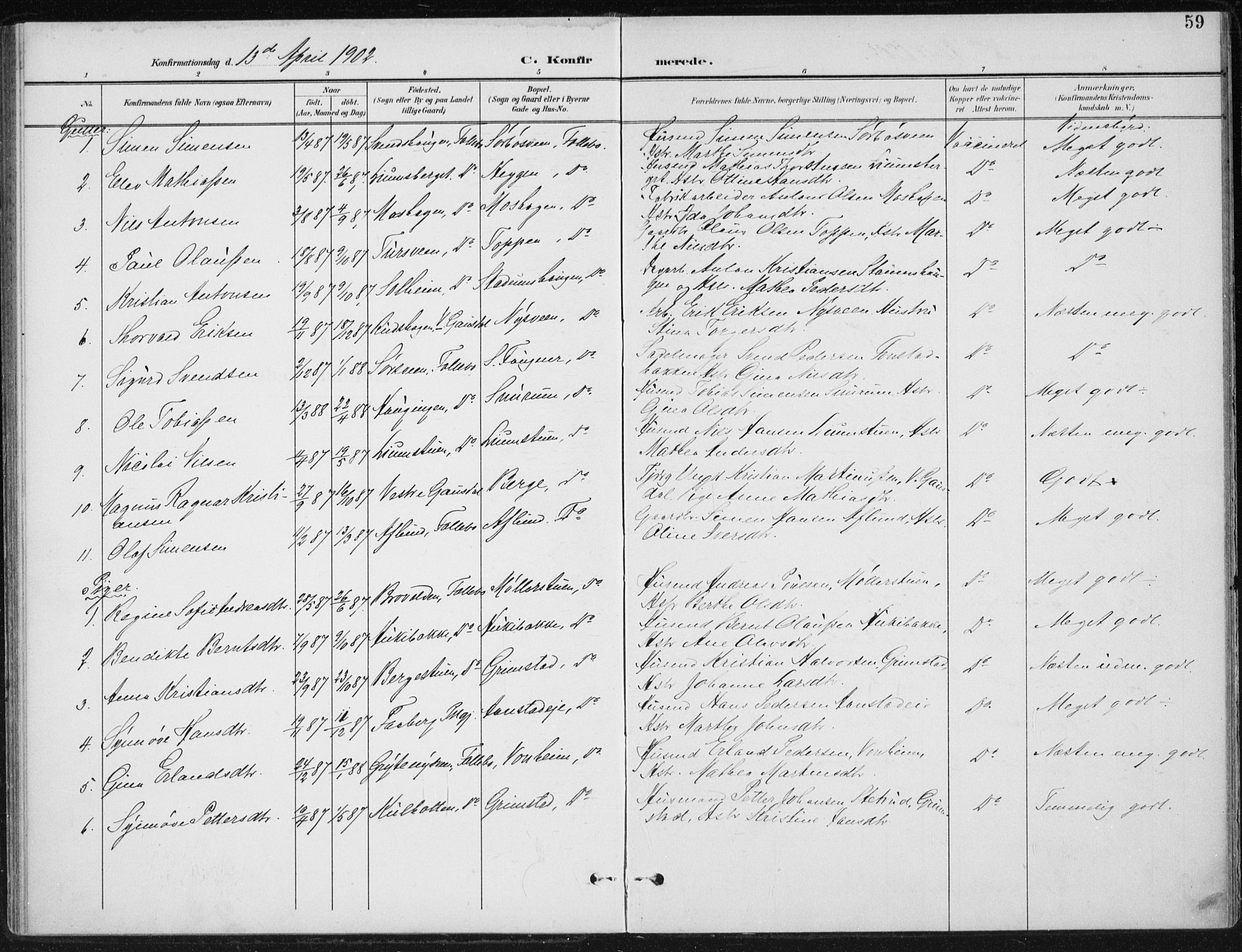 Østre Gausdal prestekontor, SAH/PREST-092/H/Ha/Haa/L0005: Parish register (official) no. 5, 1902-1920, p. 59