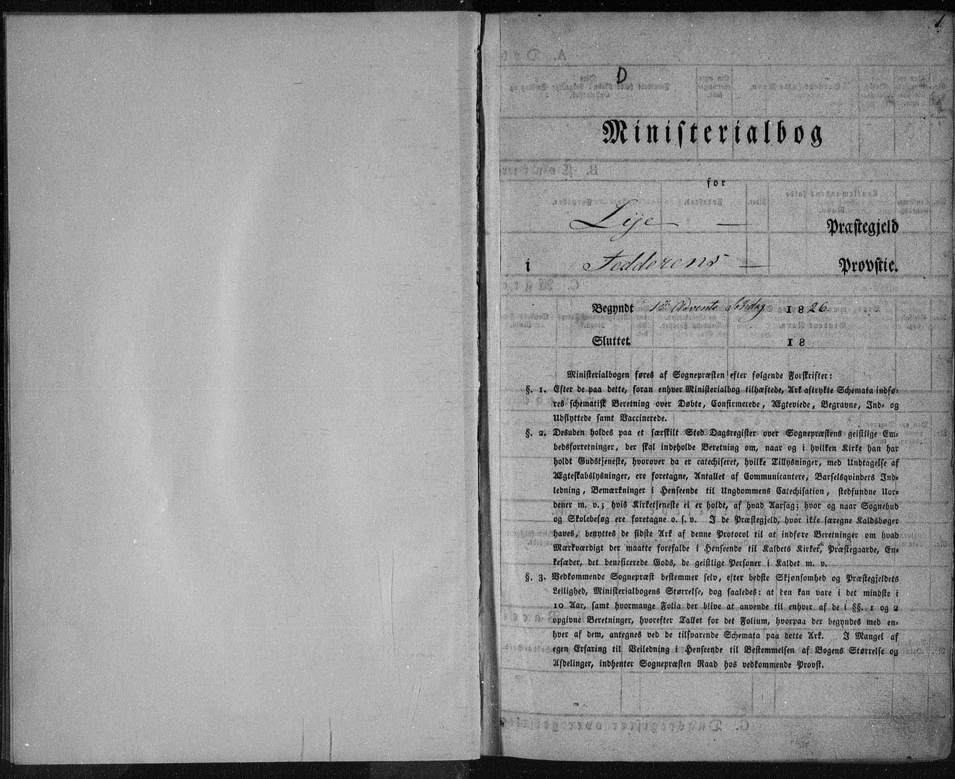 Lye sokneprestkontor, AV/SAST-A-101794/001/30BA/L0004: Parish register (official) no. A 4, 1826-1841, p. 1