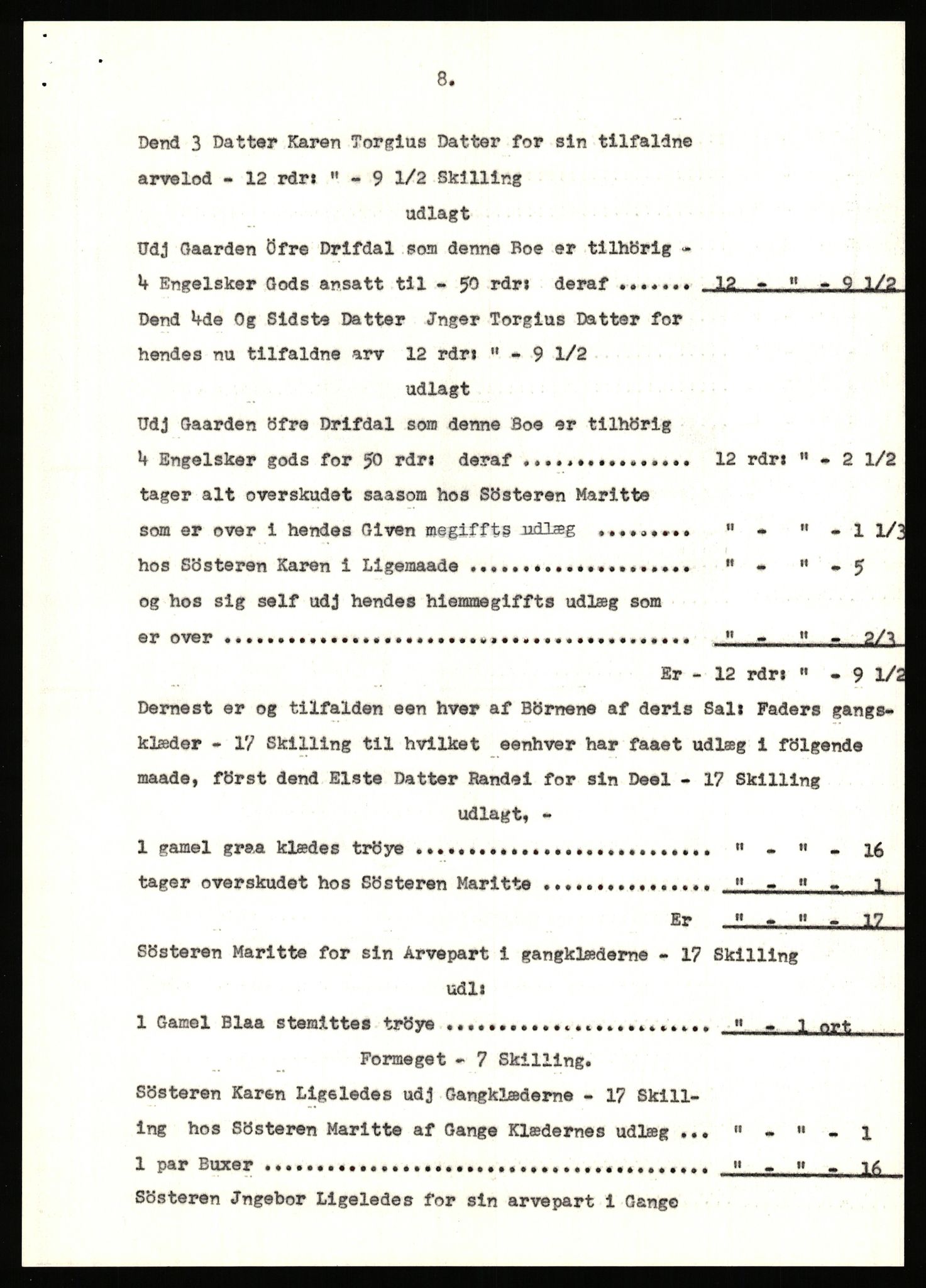 Statsarkivet i Stavanger, SAST/A-101971/03/Y/Yj/L0014: Avskrifter sortert etter gårdsnanv: Dalve - Dyrland, 1750-1930, p. 586