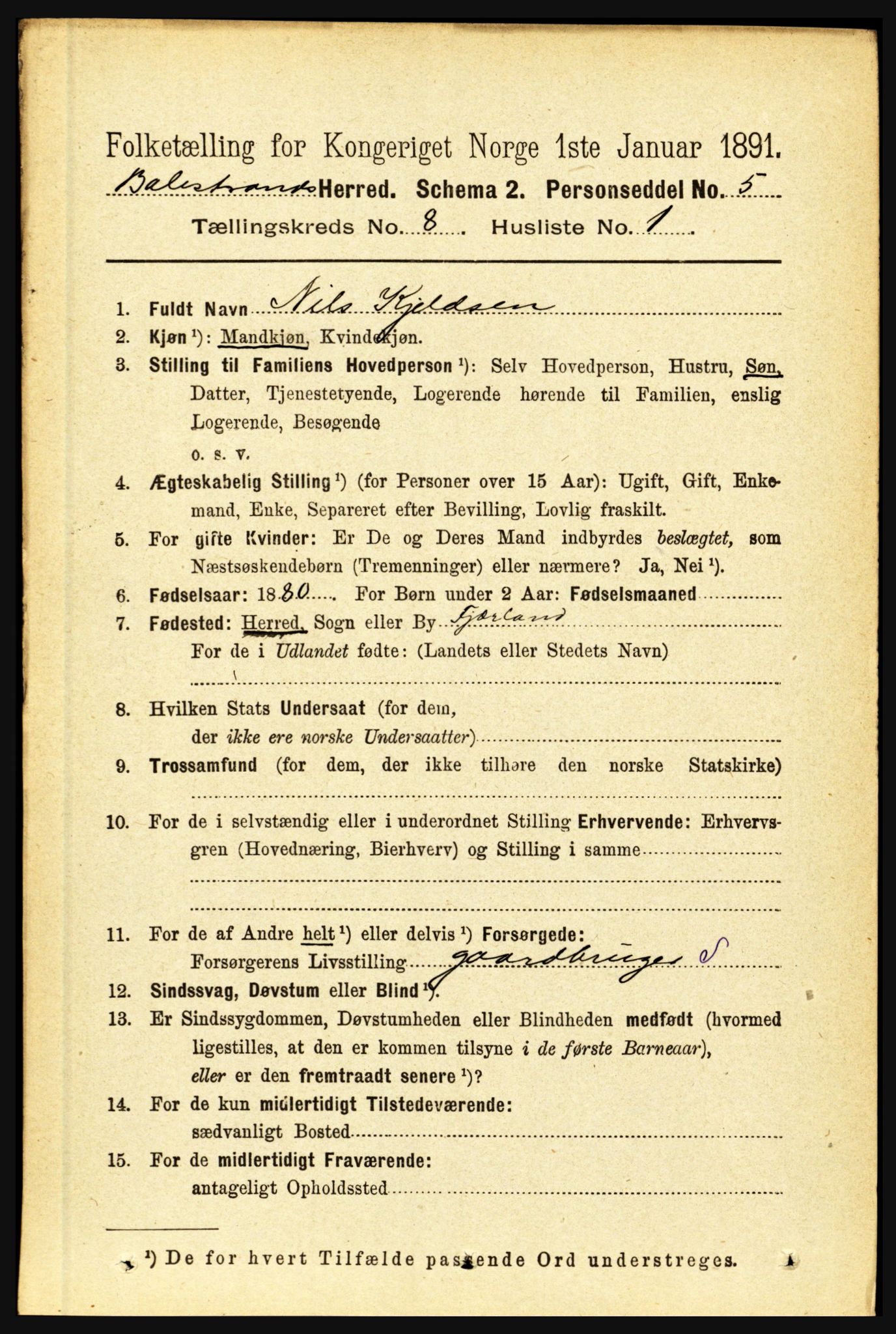 RA, 1891 census for 1418 Balestrand, 1891, p. 1733