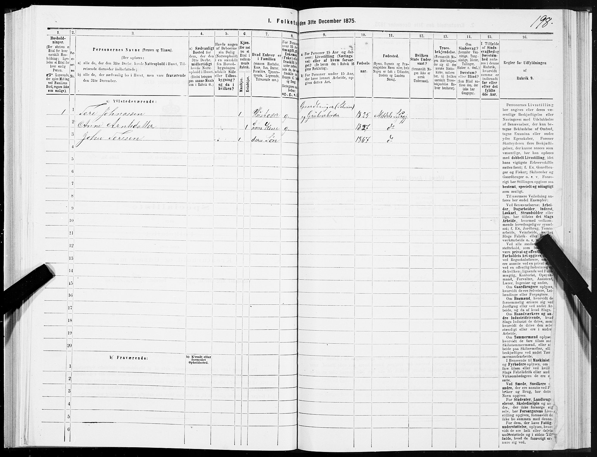 SAT, 1875 census for 1636P Meldal, 1875, p. 2198