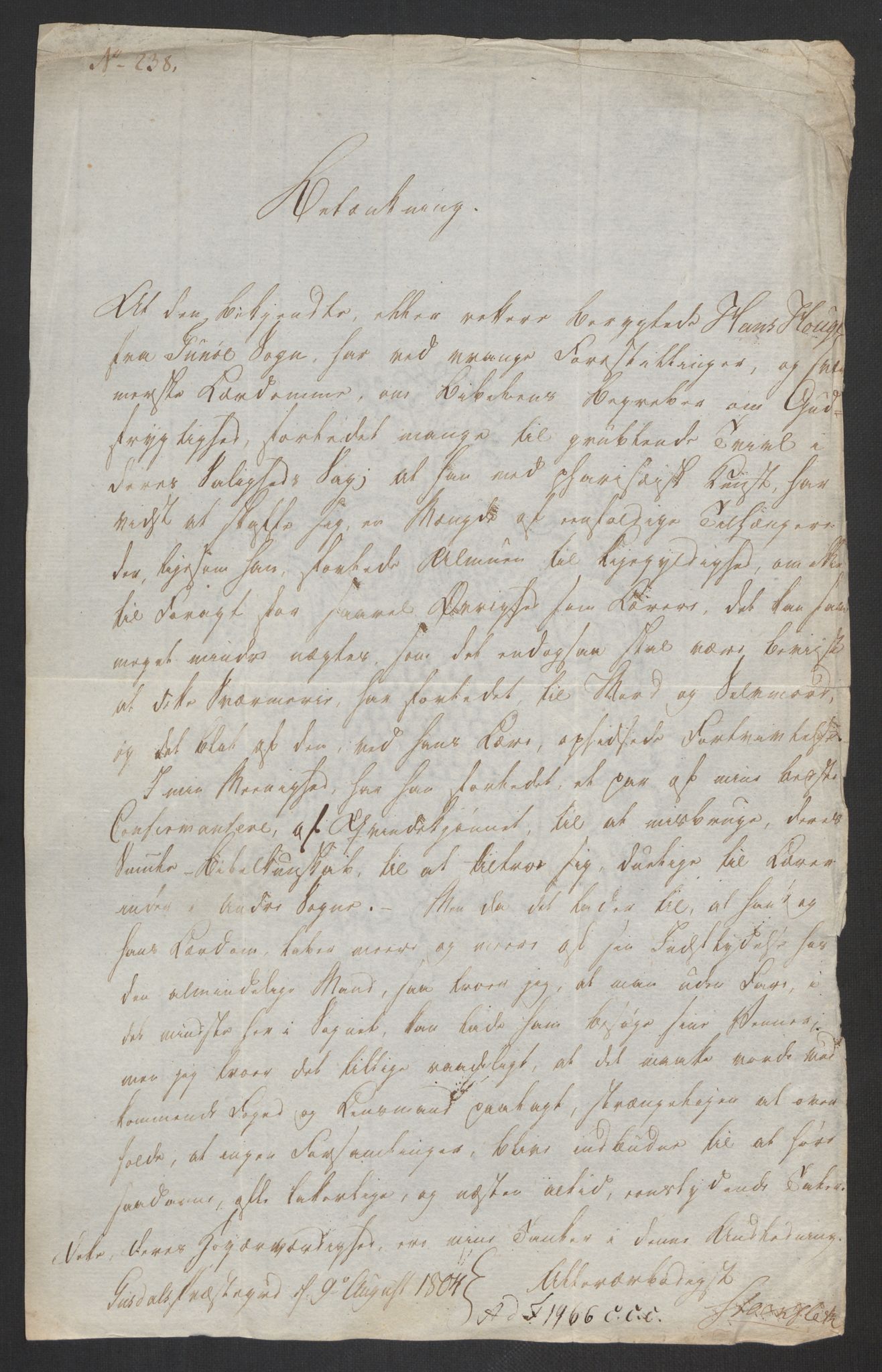 Justisdepartementet, Kommisjon i saken mot Hans Nielsen Hauge 1804, AV/RA-S-1151/D/L0003: Hans Nielsen Hauges sak, 1813, p. 499