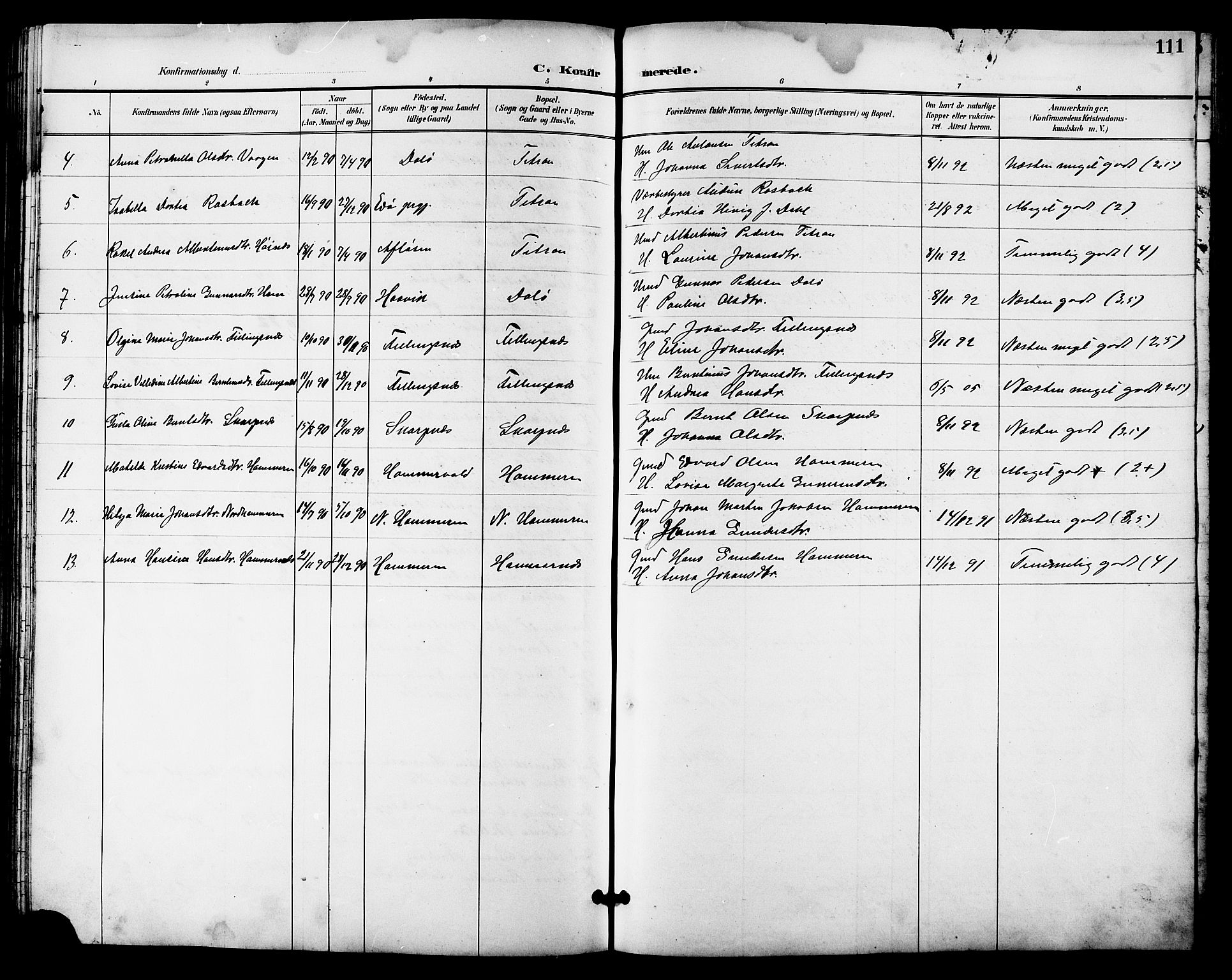 Ministerialprotokoller, klokkerbøker og fødselsregistre - Sør-Trøndelag, SAT/A-1456/641/L0598: Parish register (copy) no. 641C02, 1893-1910, p. 111