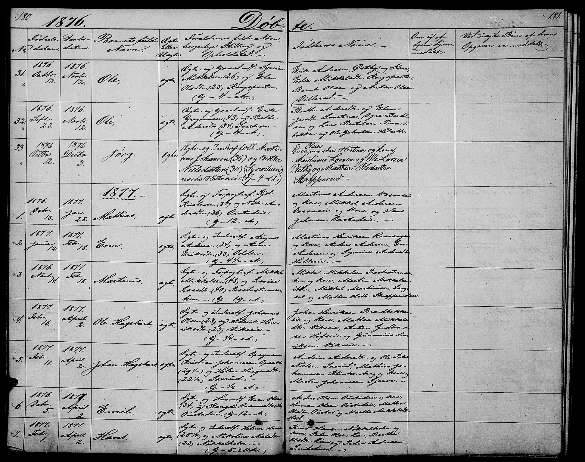 Stange prestekontor, AV/SAH-PREST-002/L/L0005: Parish register (copy) no. 5, 1861-1881, p. 180-181