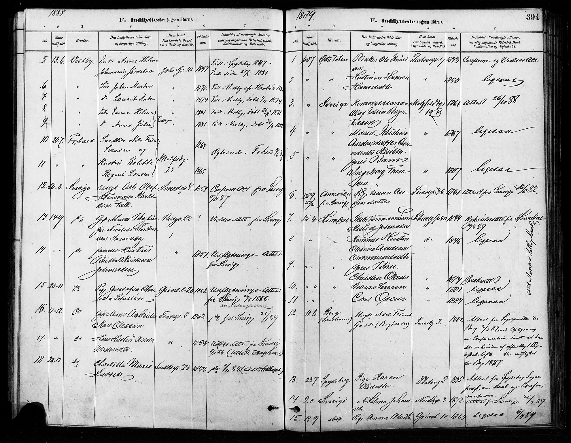 Grønland prestekontor Kirkebøker, AV/SAO-A-10848/F/Fa/L0008: Parish register (official) no. 8, 1881-1893, p. 394