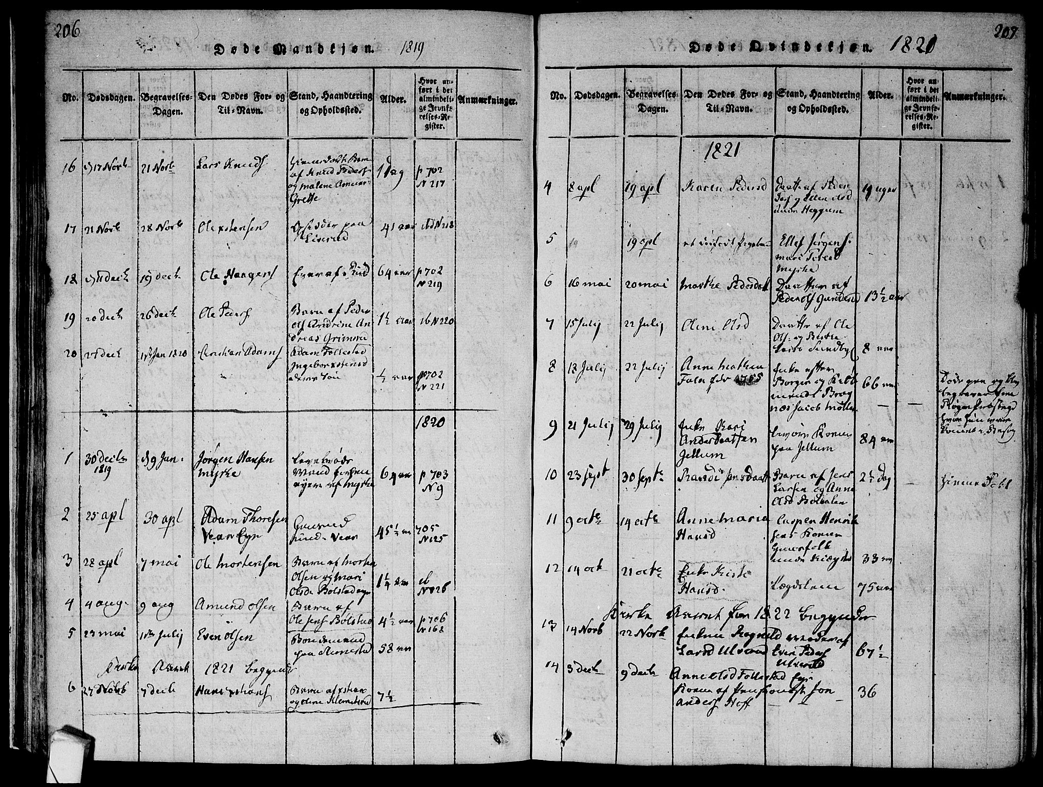 Røyken kirkebøker, SAKO/A-241/F/Fa/L0004: Parish register (official) no. 4, 1814-1832, p. 206-207