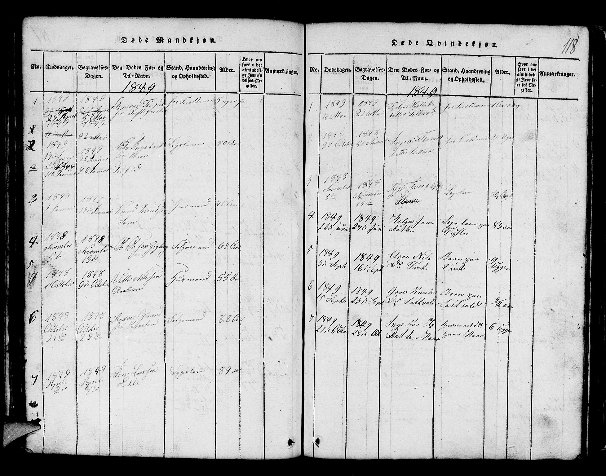 Røldal sokneprestembete, SAB/A-100247: Parish register (copy) no. A 1, 1817-1860, p. 118