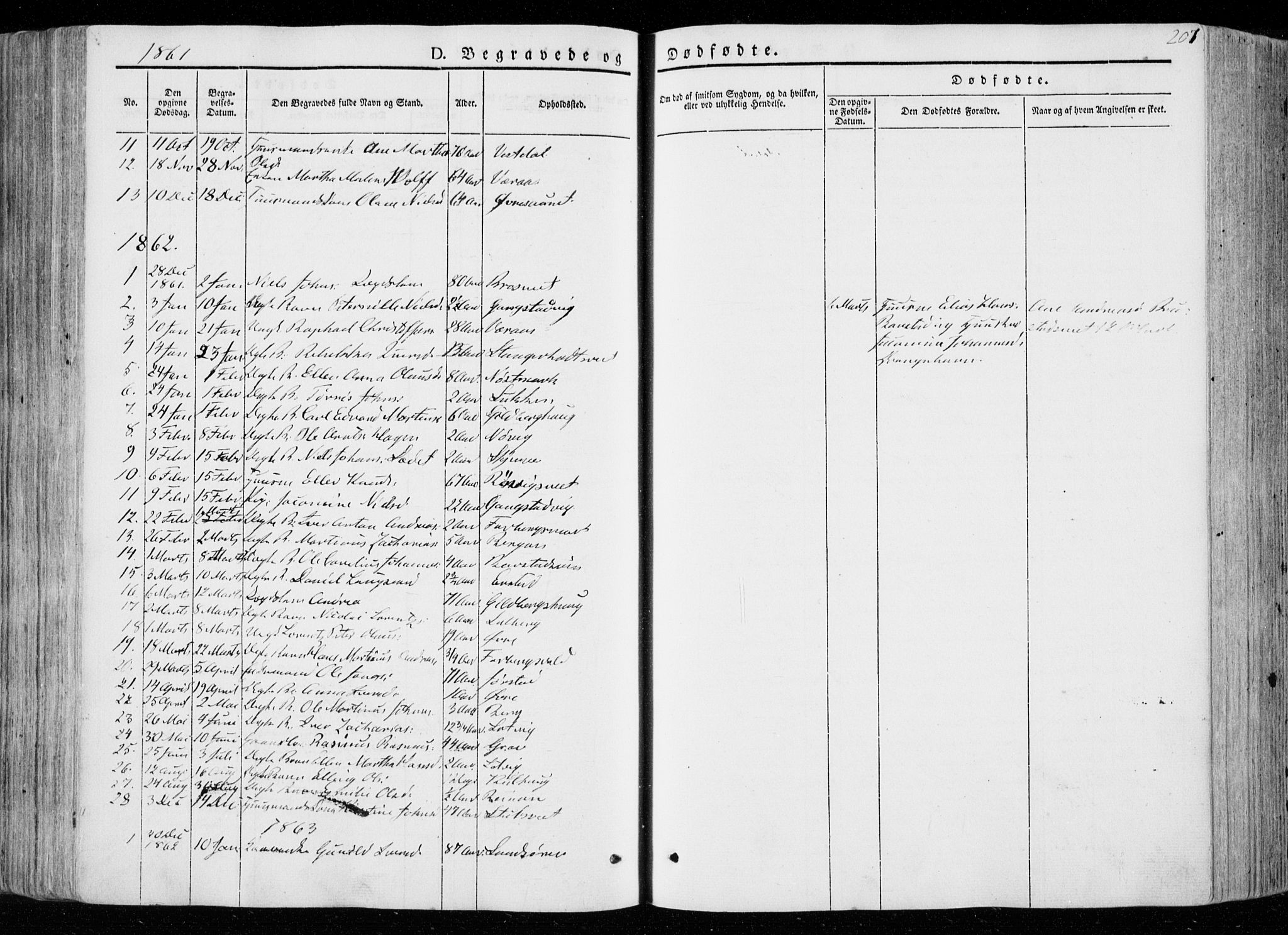 Ministerialprotokoller, klokkerbøker og fødselsregistre - Nord-Trøndelag, SAT/A-1458/722/L0218: Parish register (official) no. 722A05, 1843-1868, p. 207