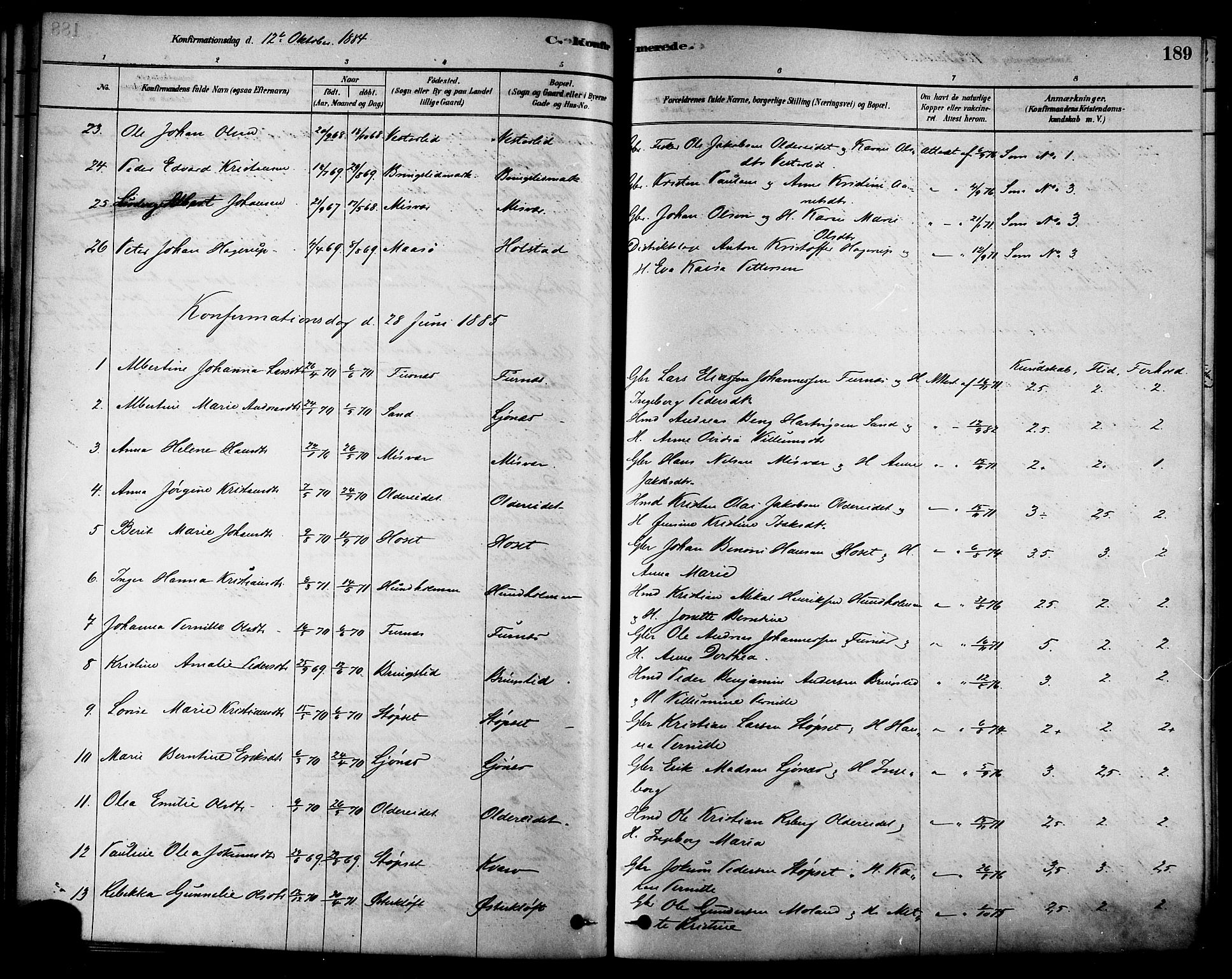 Ministerialprotokoller, klokkerbøker og fødselsregistre - Nordland, AV/SAT-A-1459/852/L0740: Parish register (official) no. 852A10, 1878-1894, p. 189