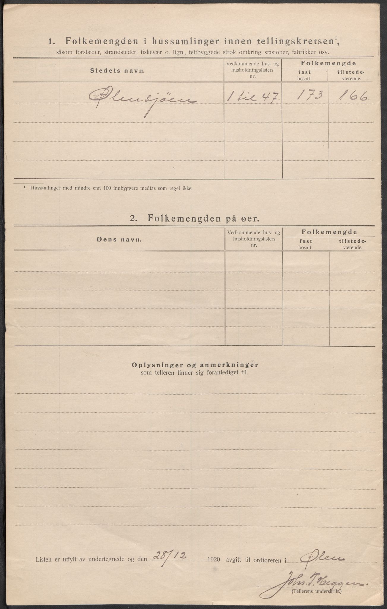 SAB, 1920 census for Ølen, 1920, p. 14