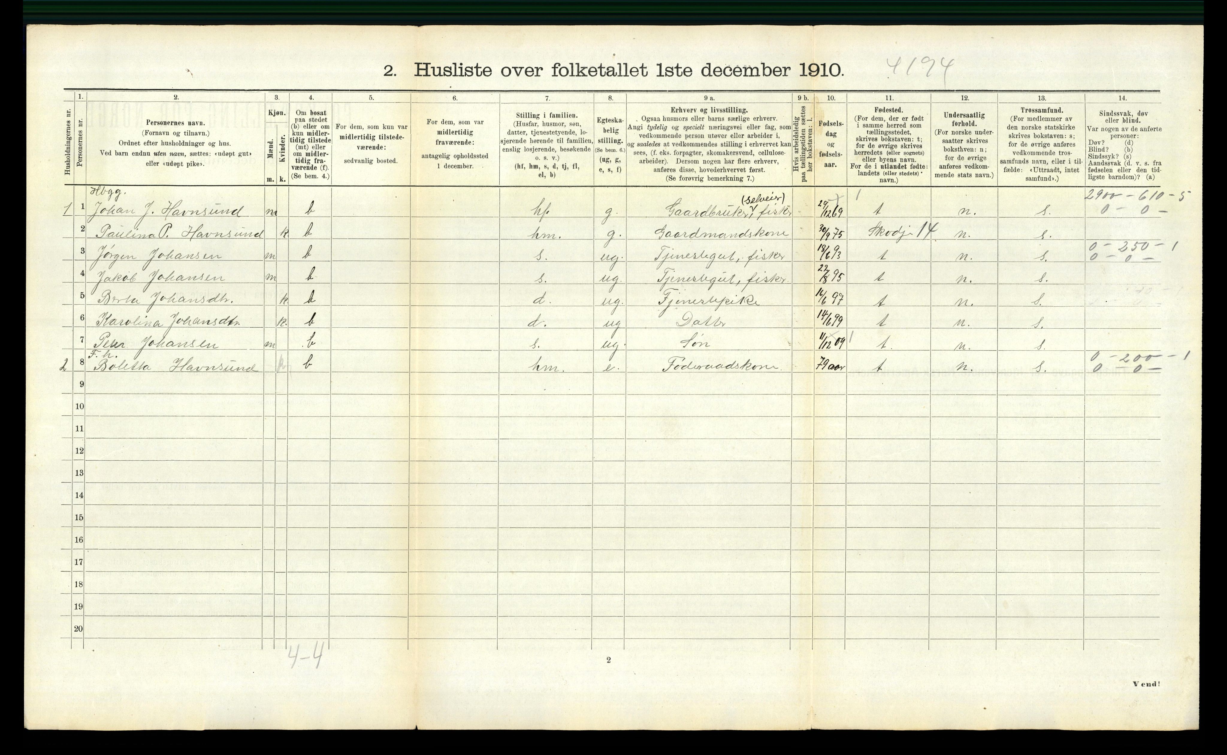 RA, 1910 census for Borgund, 1910, p. 1868