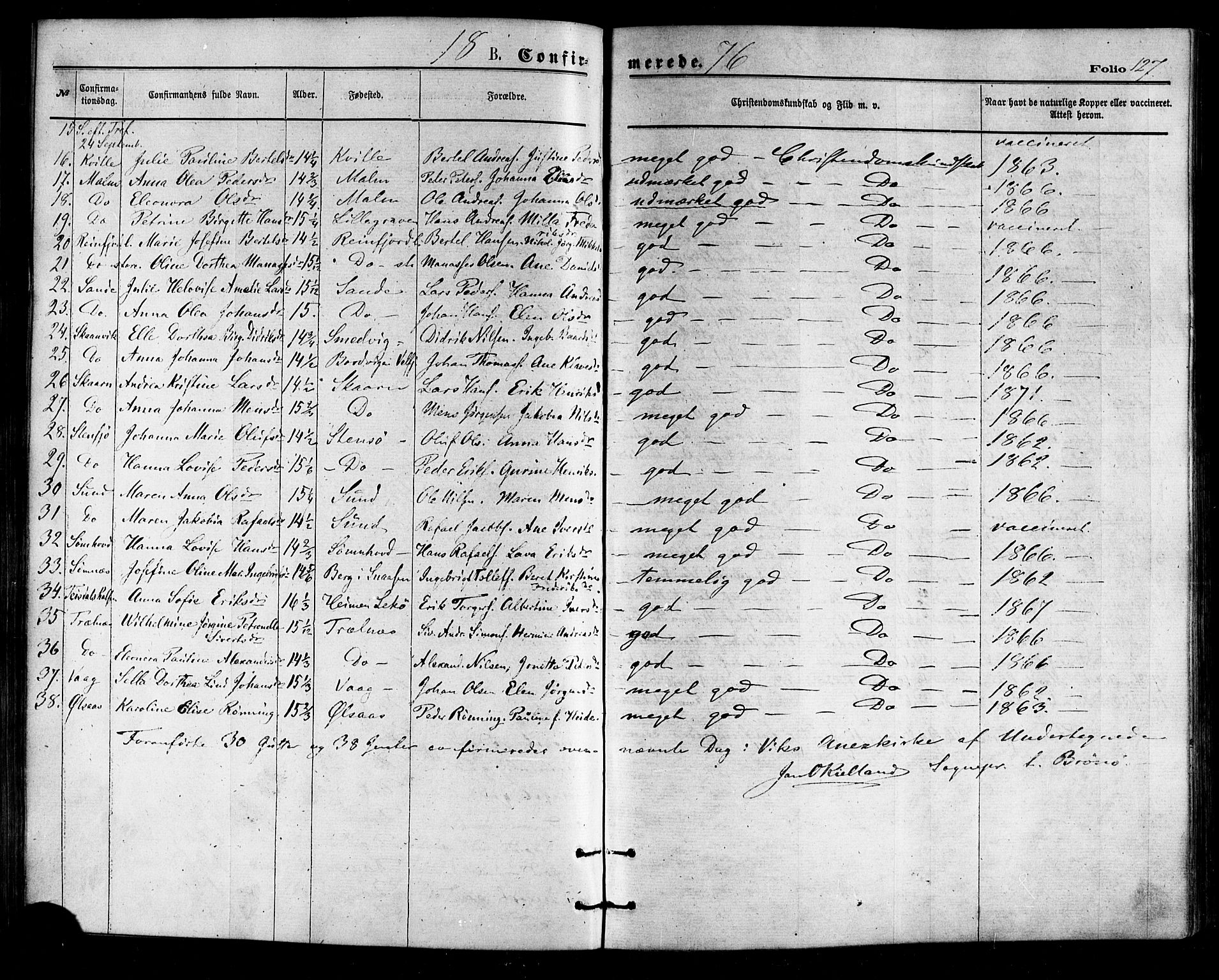 Ministerialprotokoller, klokkerbøker og fødselsregistre - Nordland, AV/SAT-A-1459/812/L0177: Parish register (official) no. 812A06, 1875-1885, p. 127