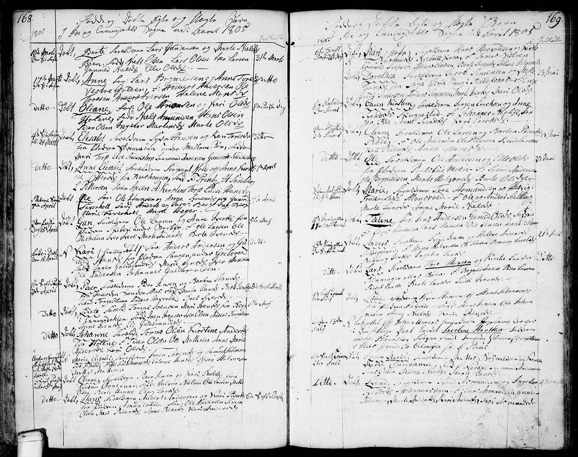 Idd prestekontor Kirkebøker, SAO/A-10911/F/Fc/L0001: Parish register (official) no. III 1, 1770-1814, p. 168-169