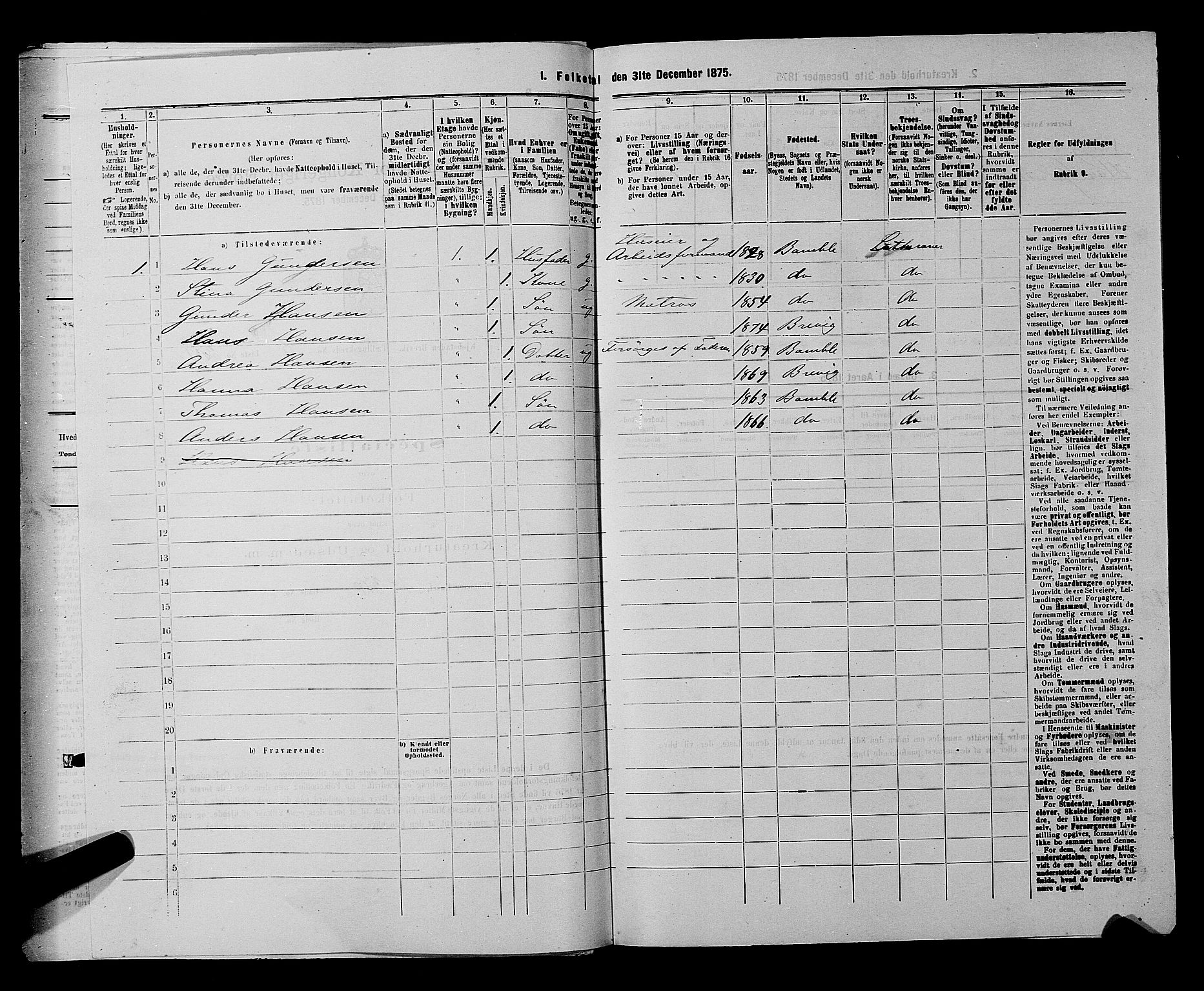 SAKO, 1875 census for 0804P Brevik, 1875, p. 693