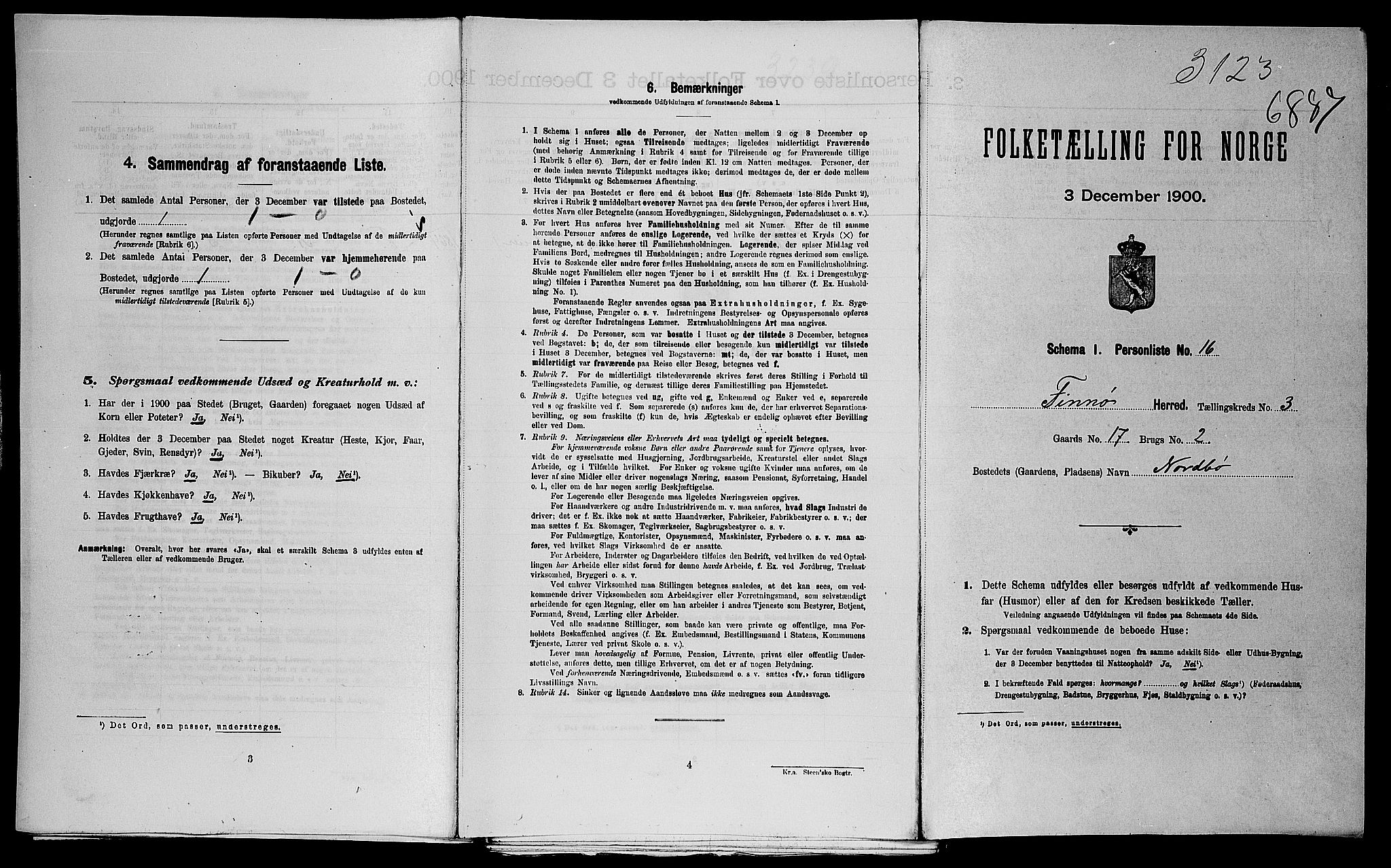 SAST, 1900 census for Finnøy, 1900, p. 40