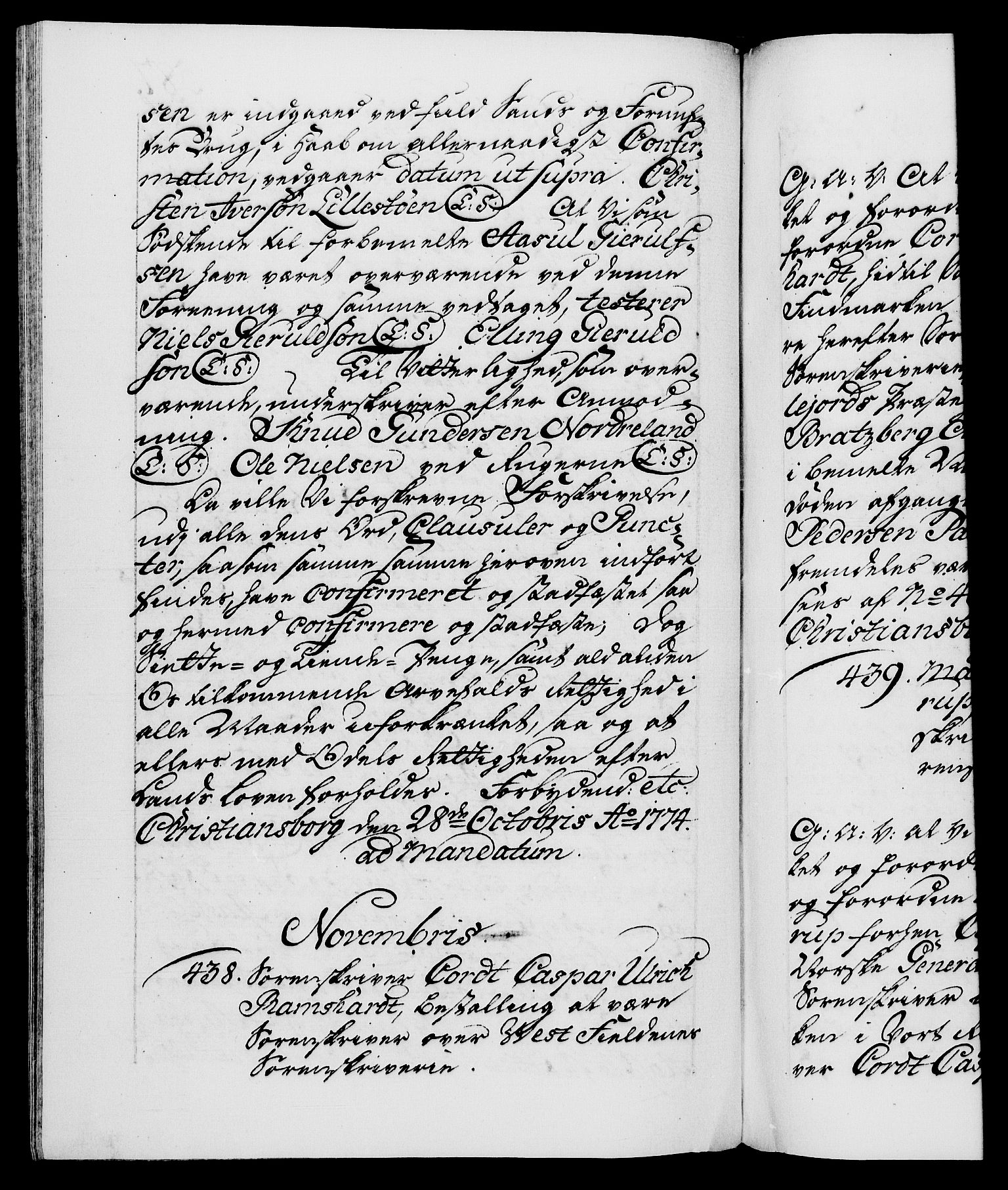 Danske Kanselli 1572-1799, AV/RA-EA-3023/F/Fc/Fca/Fcaa/L0046: Norske registre, 1773-1775, p. 587b