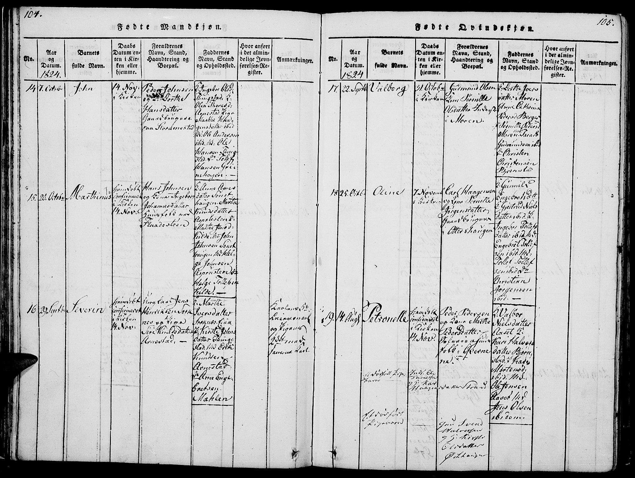 Åmot prestekontor, Hedmark, SAH/PREST-056/H/Ha/Hab/L0001: Parish register (copy) no. 1, 1815-1847, p. 104-105