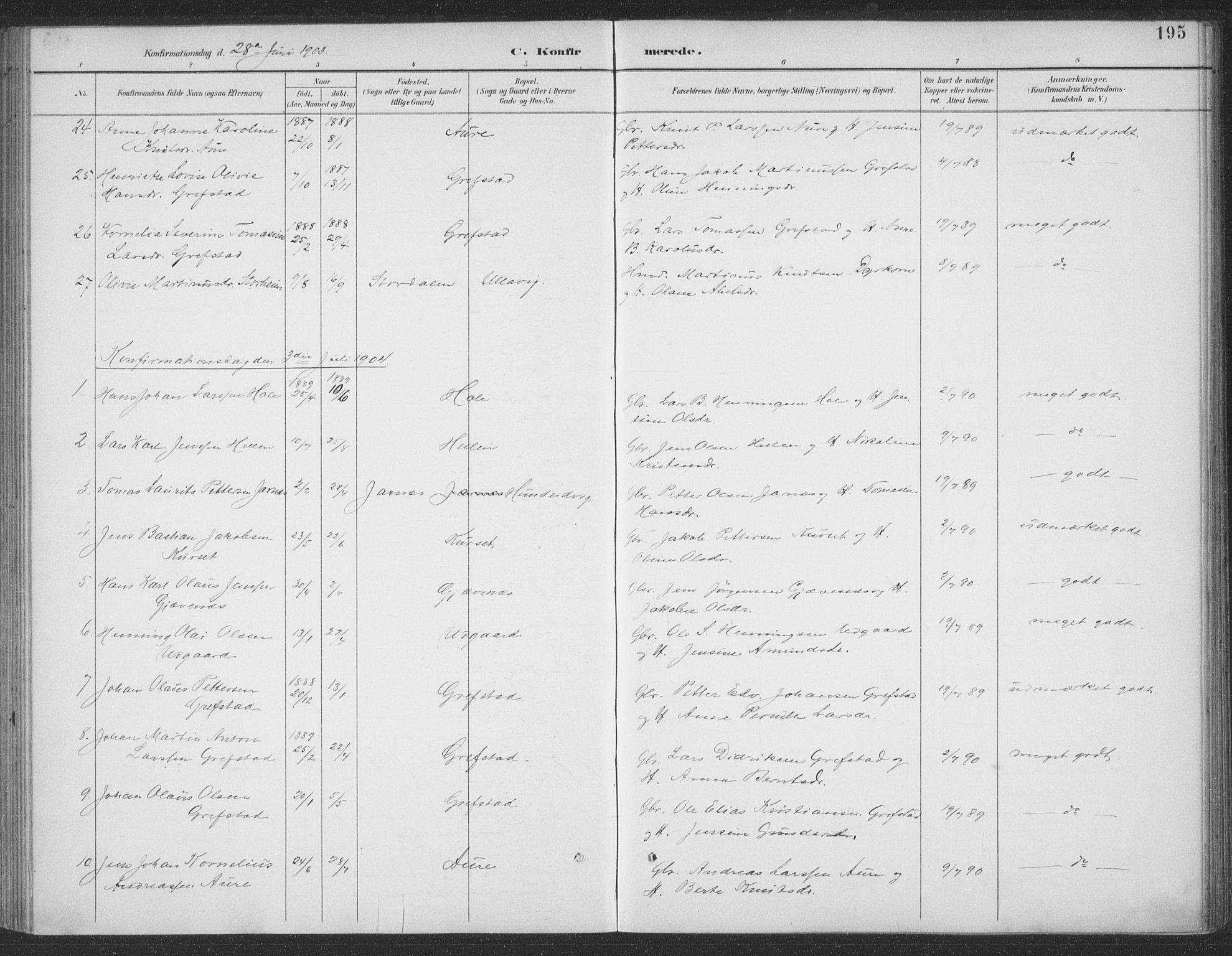 Ministerialprotokoller, klokkerbøker og fødselsregistre - Møre og Romsdal, SAT/A-1454/523/L0335: Parish register (official) no. 523A02, 1891-1911, p. 195