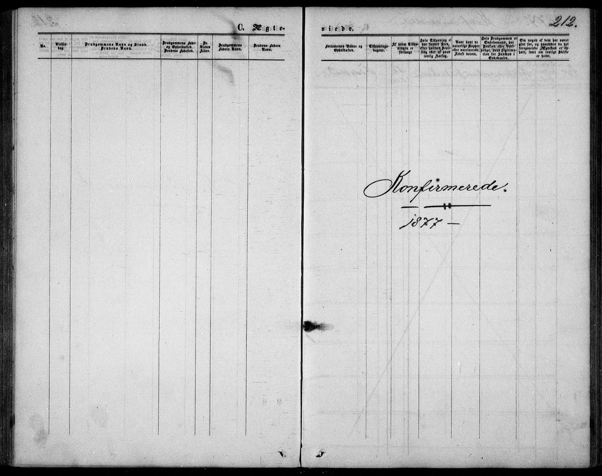 Garnisonsmenigheten Kirkebøker, AV/SAO-A-10846/F/Fa/L0011: Parish register (official) no. 11, 1870-1880, p. 212