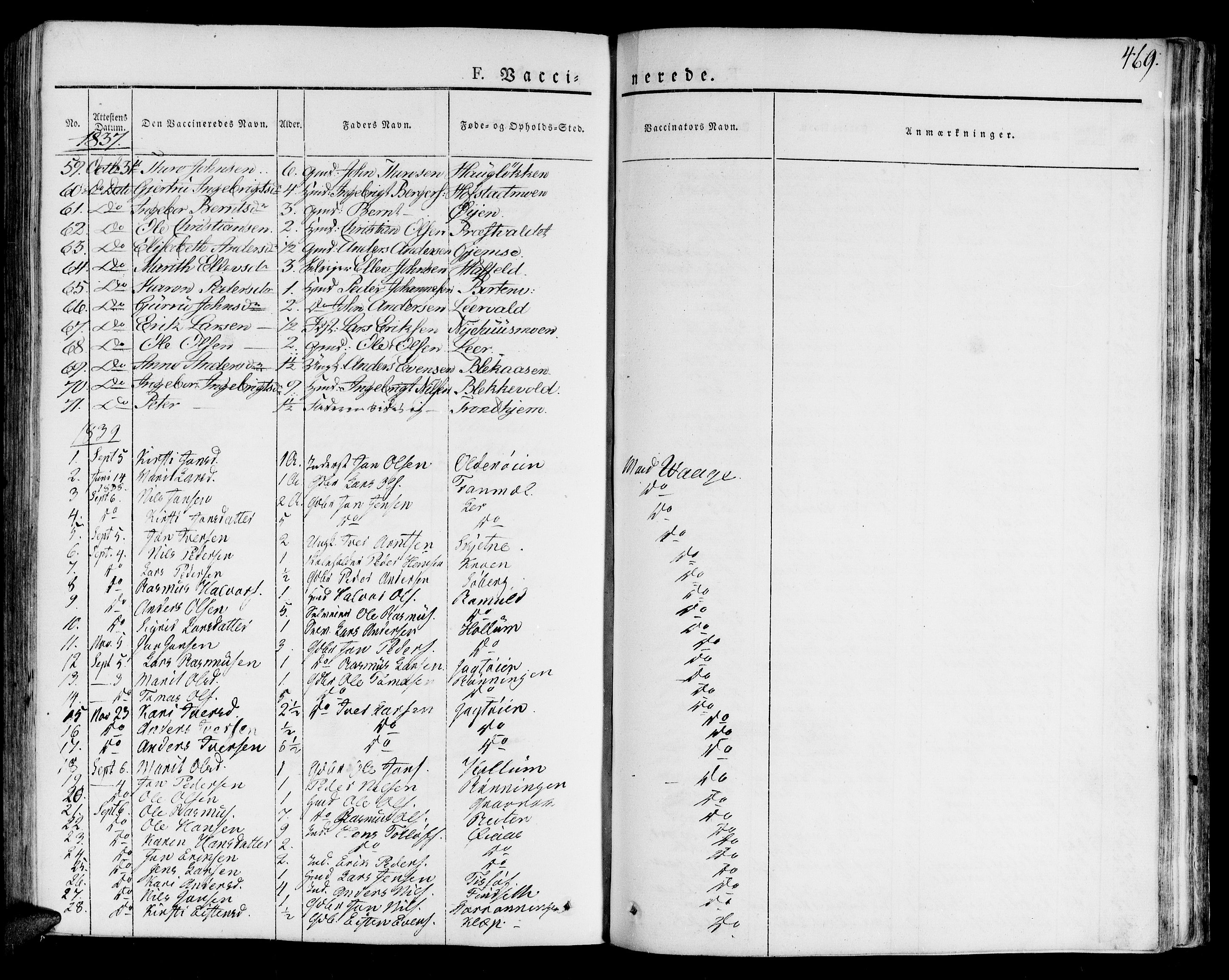 Ministerialprotokoller, klokkerbøker og fødselsregistre - Sør-Trøndelag, SAT/A-1456/691/L1070: Parish register (official) no. 691A05 /1, 1826-1841, p. 469