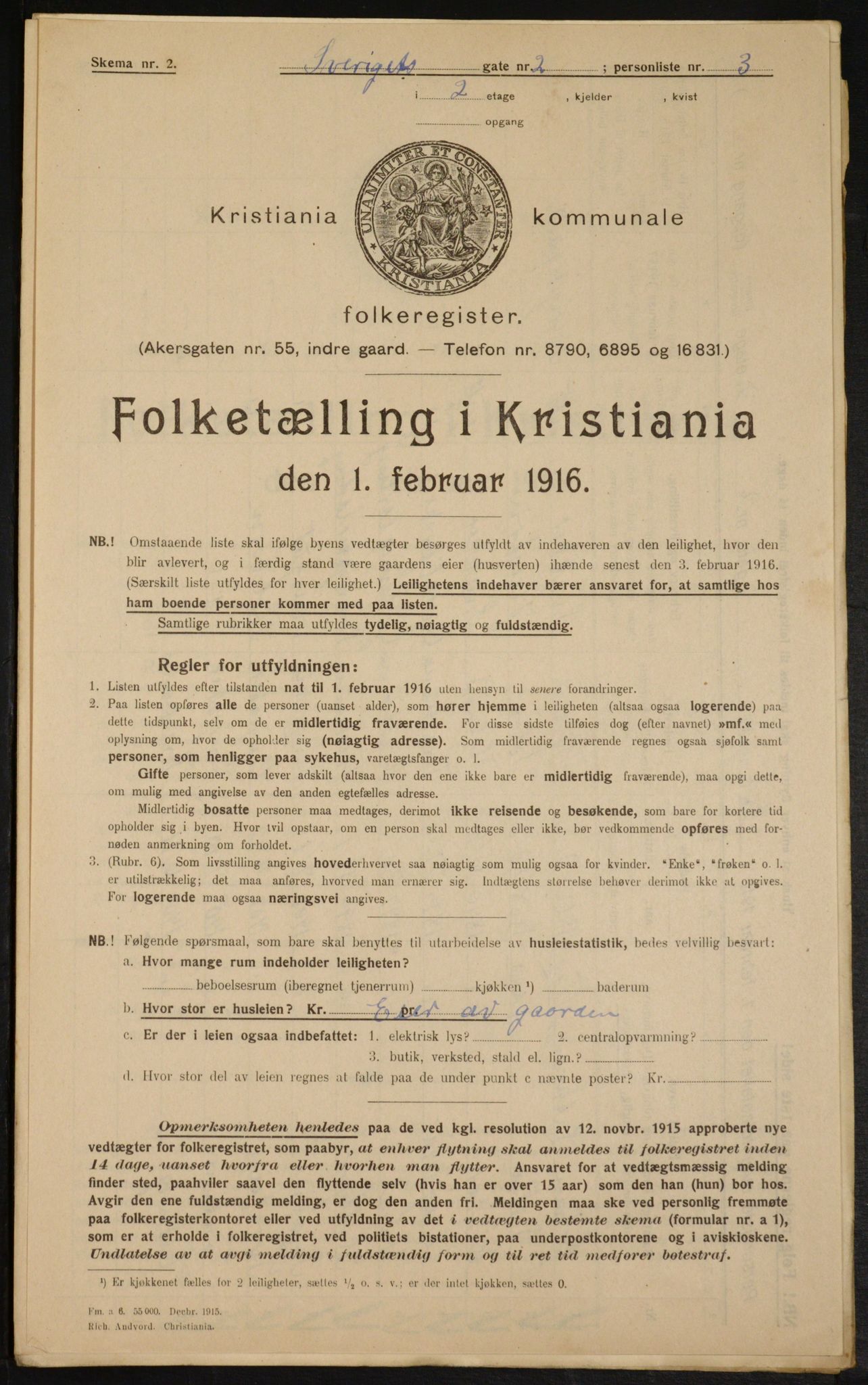 OBA, Municipal Census 1916 for Kristiania, 1916, p. 108741