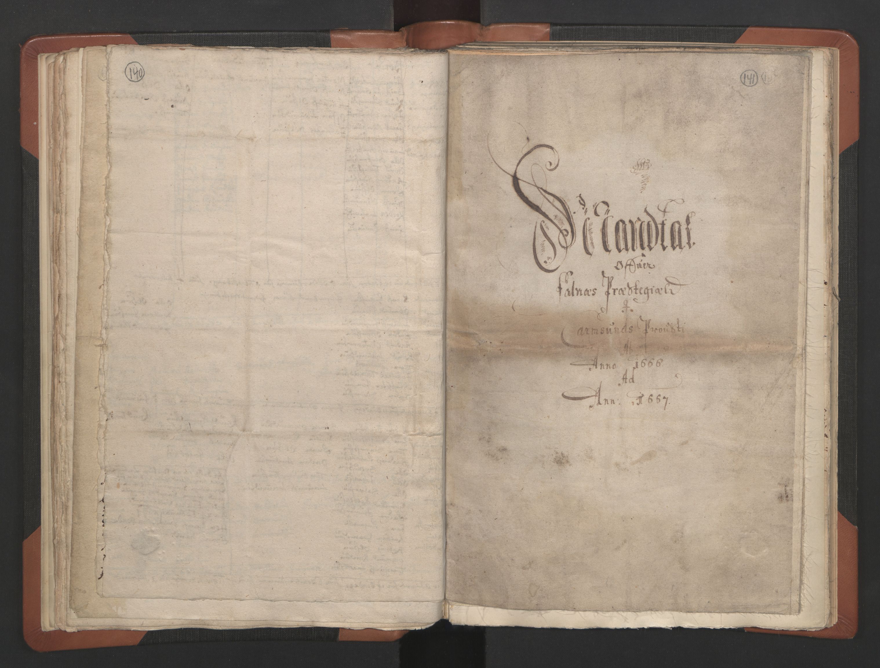 RA, Vicar's Census 1664-1666, no. 18: Stavanger deanery and Karmsund deanery, 1664-1666, p. 140-141