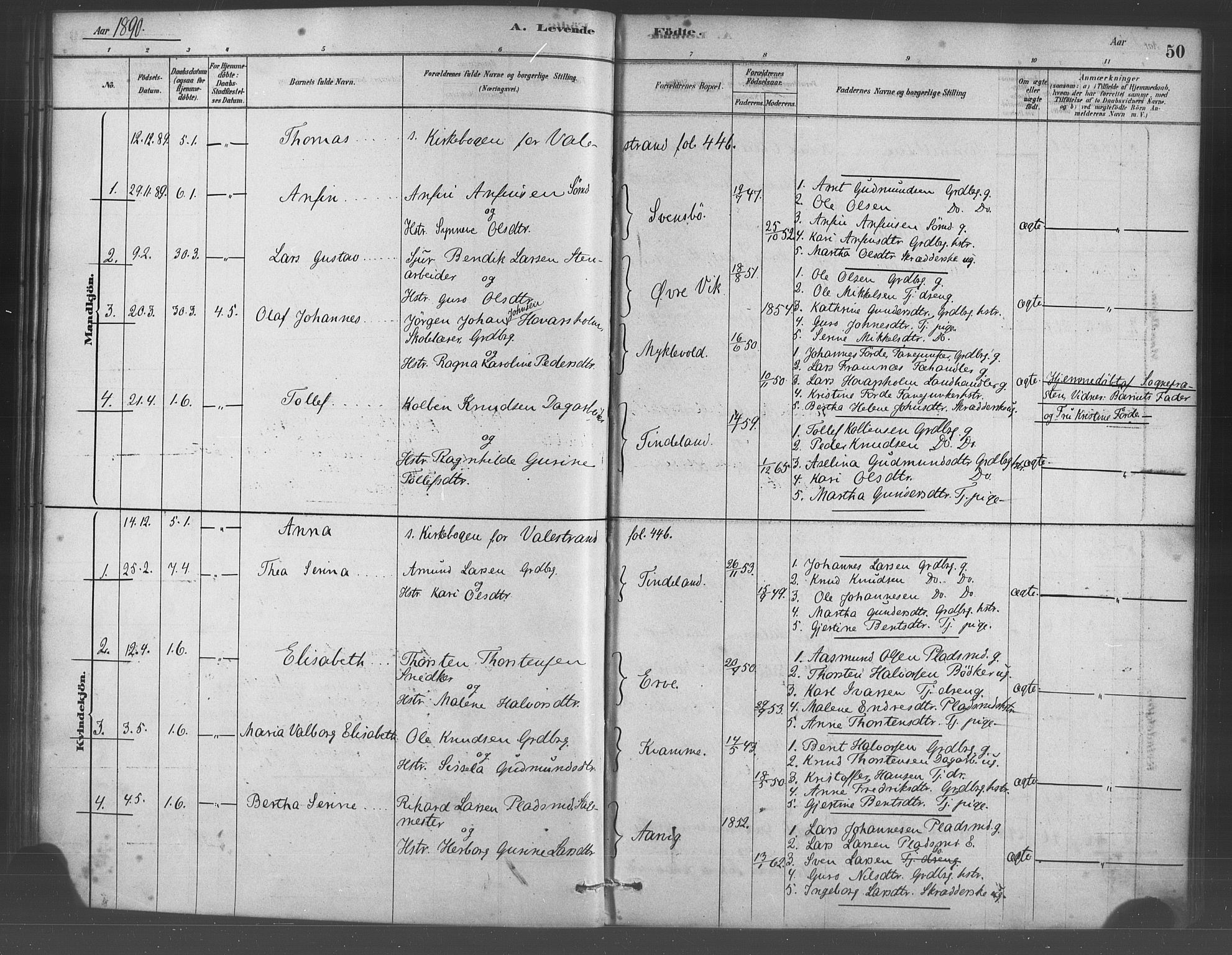 Sveio Sokneprestembete, SAB/A-78501/H/Haa: Parish register (official) no. D 1, 1878-1894, p. 50