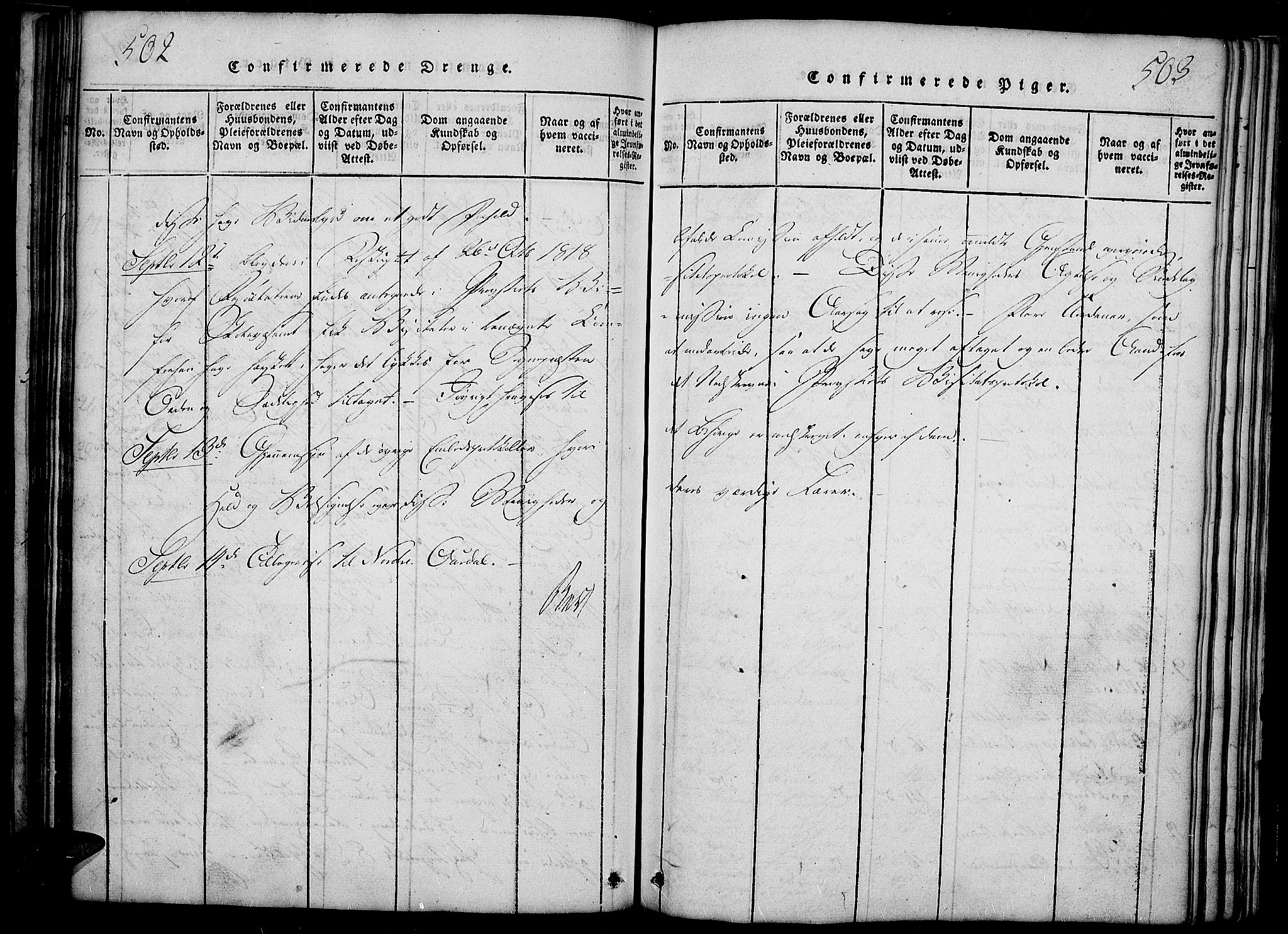 Slidre prestekontor, SAH/PREST-134/H/Ha/Haa/L0002: Parish register (official) no. 2, 1814-1830, p. 502-503
