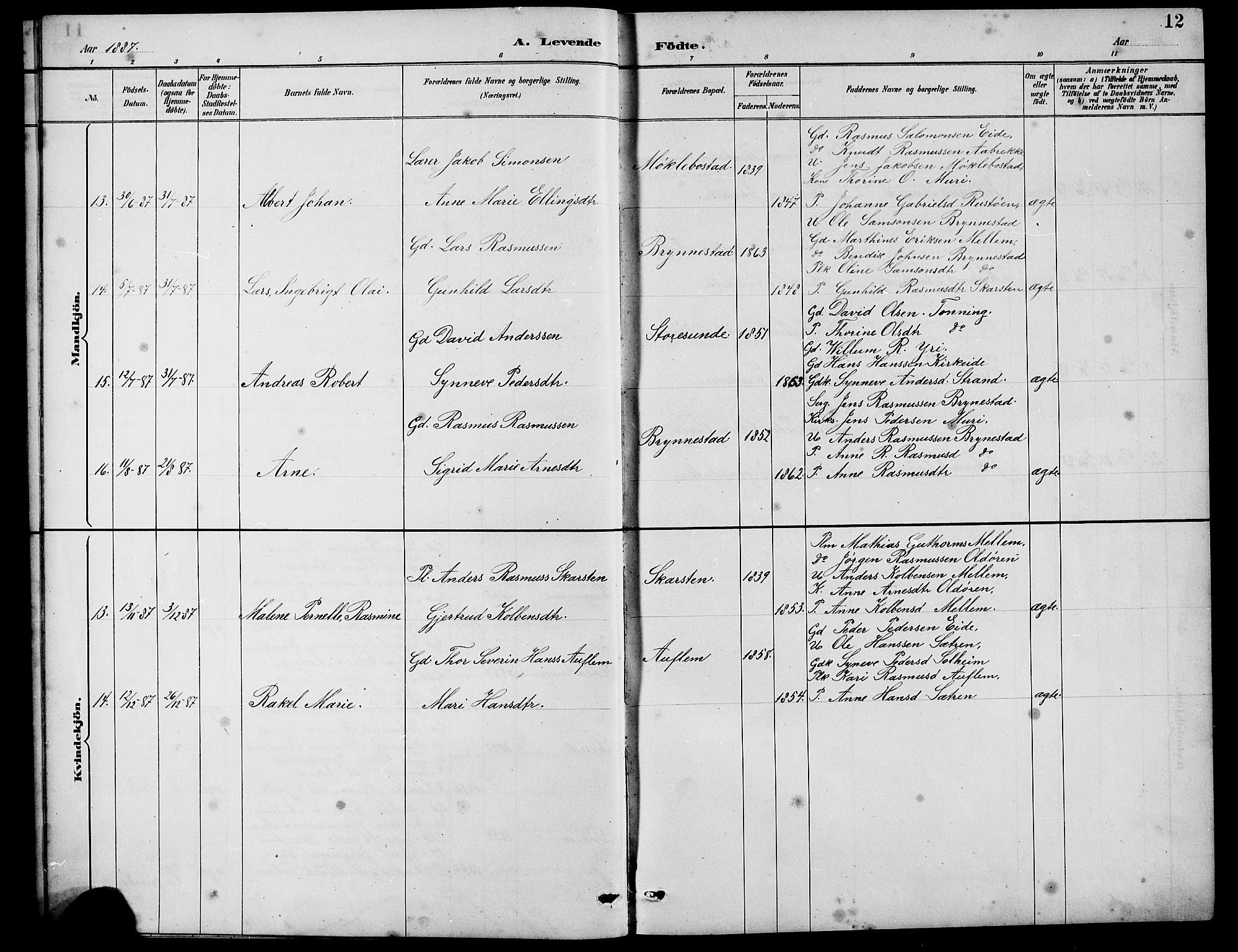 Innvik sokneprestembete, SAB/A-80501: Parish register (copy) no. B 3, 1886-1897, p. 12