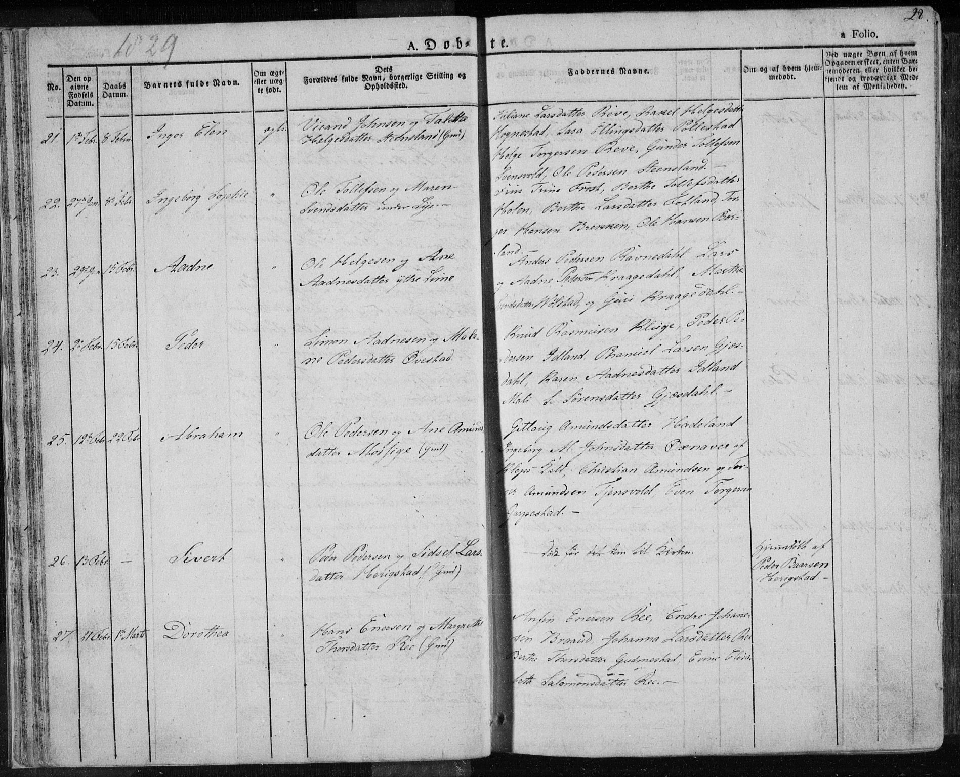 Lye sokneprestkontor, AV/SAST-A-101794/001/30BA/L0004: Parish register (official) no. A 4, 1826-1841, p. 28