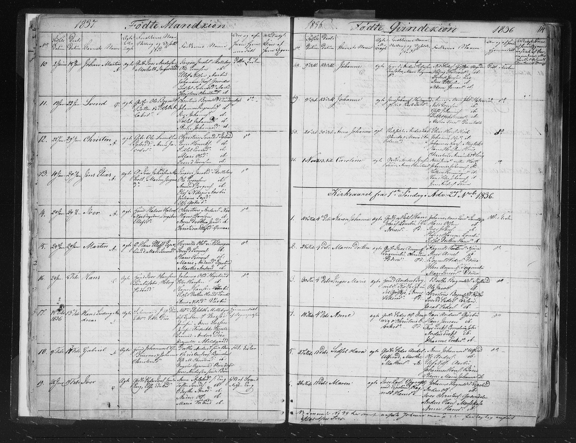 Aremark prestekontor Kirkebøker, SAO/A-10899/F/Fc/L0002: Parish register (official) no. III 2, 1834-1849, p. 14