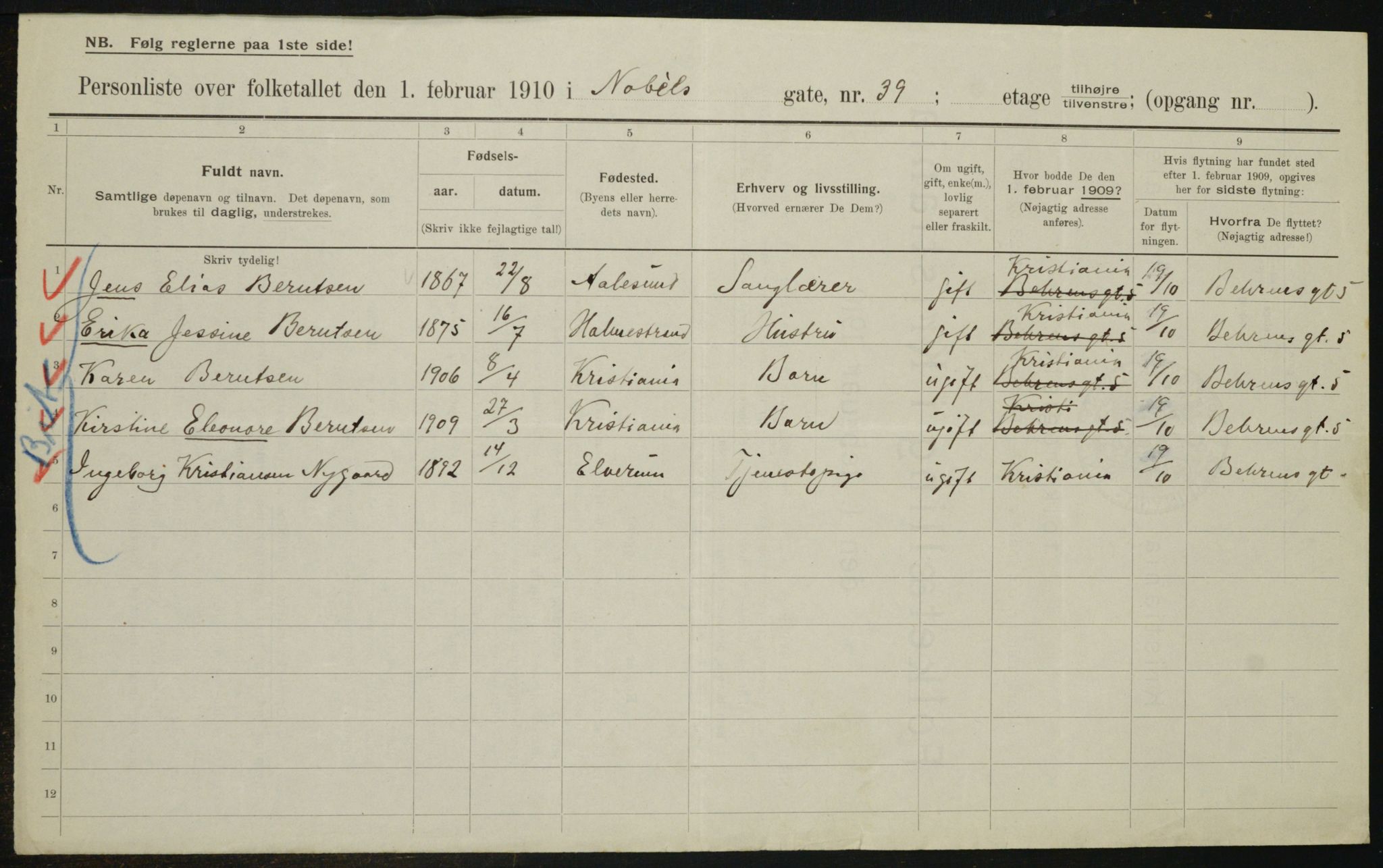 OBA, Municipal Census 1910 for Kristiania, 1910, p. 68902