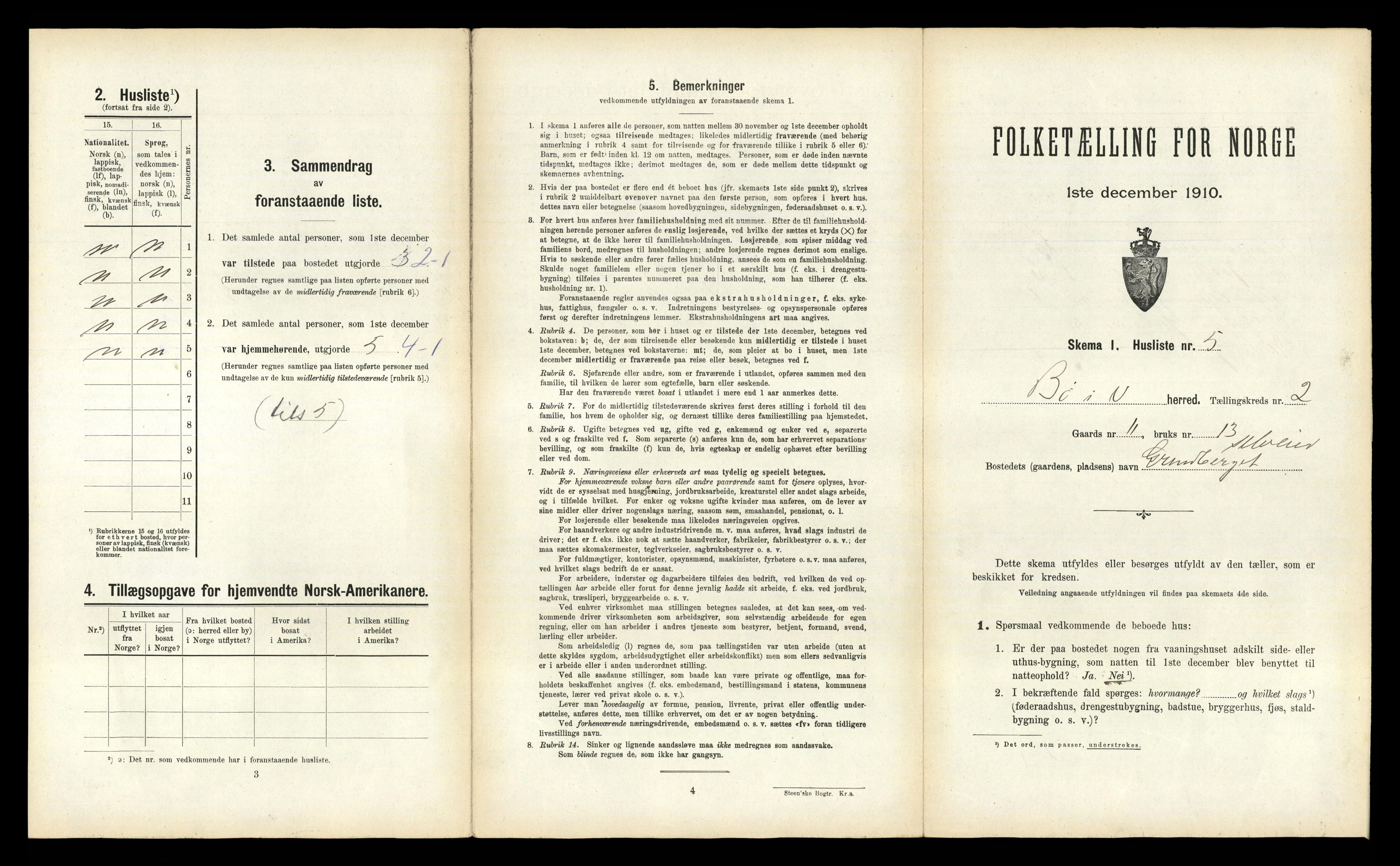 RA, 1910 census for Bø, 1910, p. 183