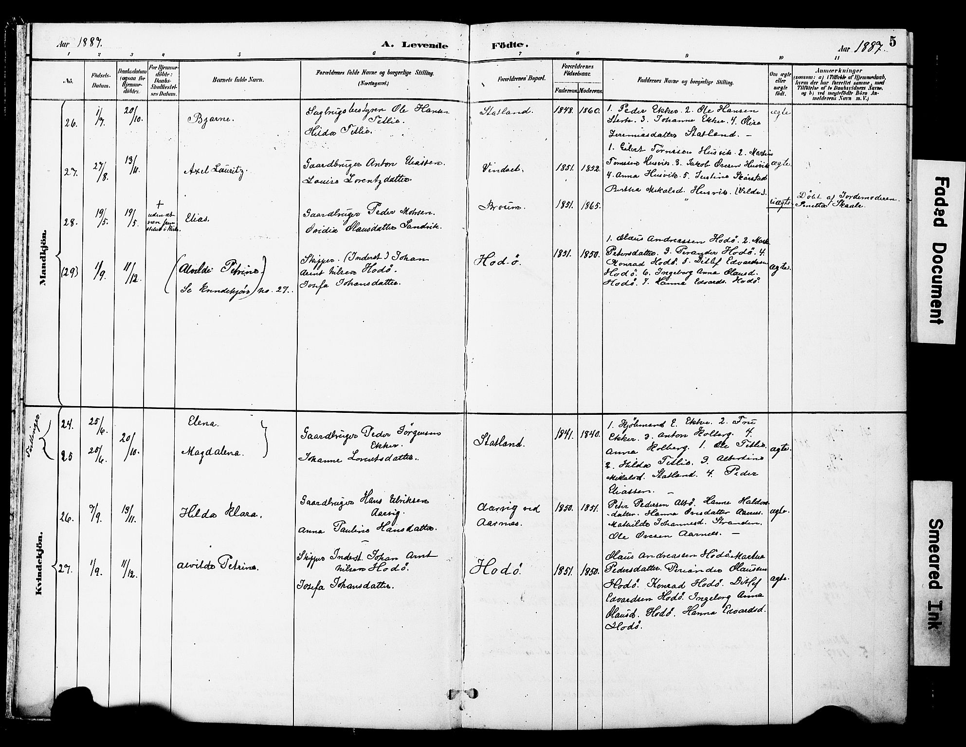 Ministerialprotokoller, klokkerbøker og fødselsregistre - Nord-Trøndelag, SAT/A-1458/774/L0628: Parish register (official) no. 774A02, 1887-1903, p. 5