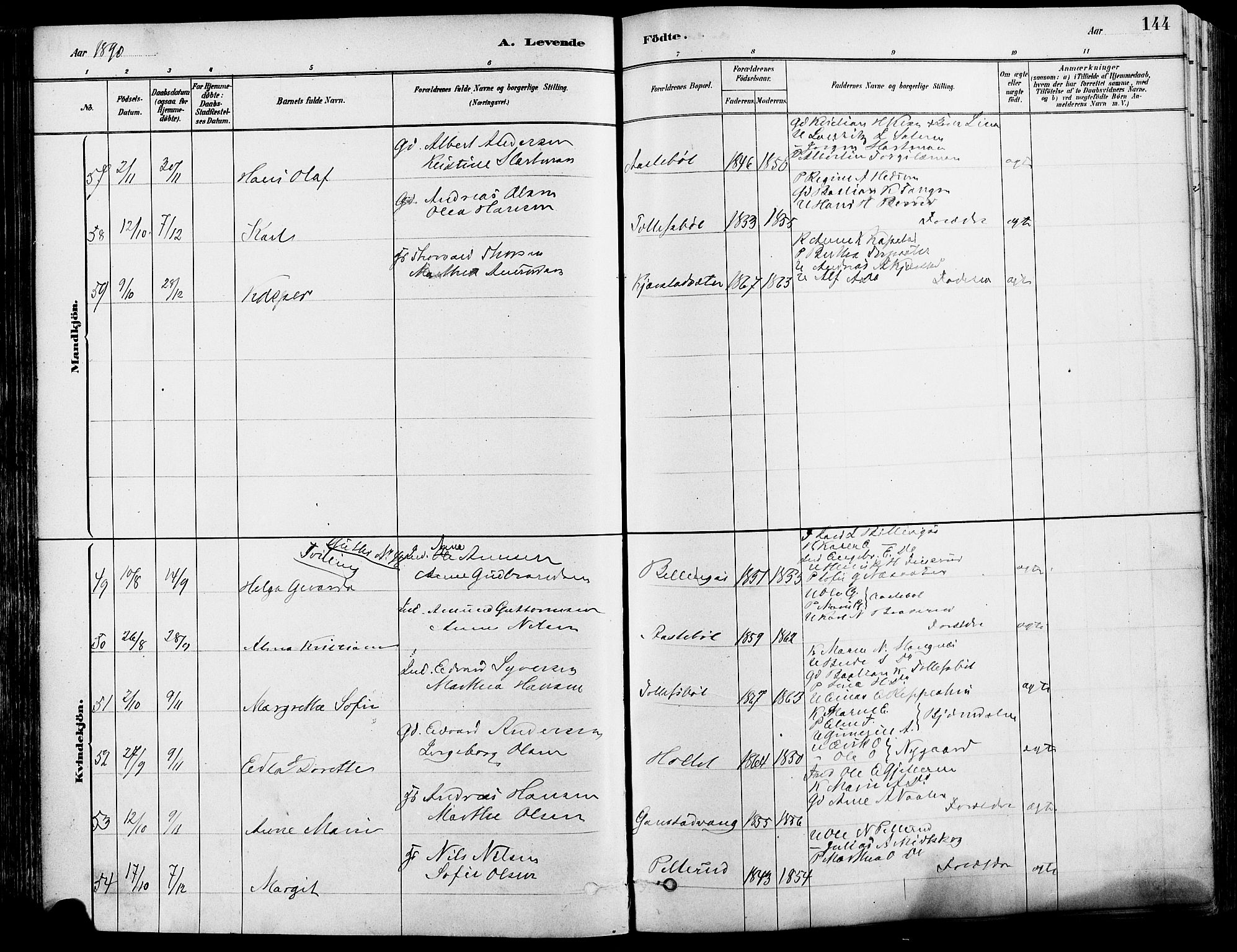 Eidskog prestekontor, SAH/PREST-026/H/Ha/Haa/L0003: Parish register (official) no. 3, 1879-1892, p. 144
