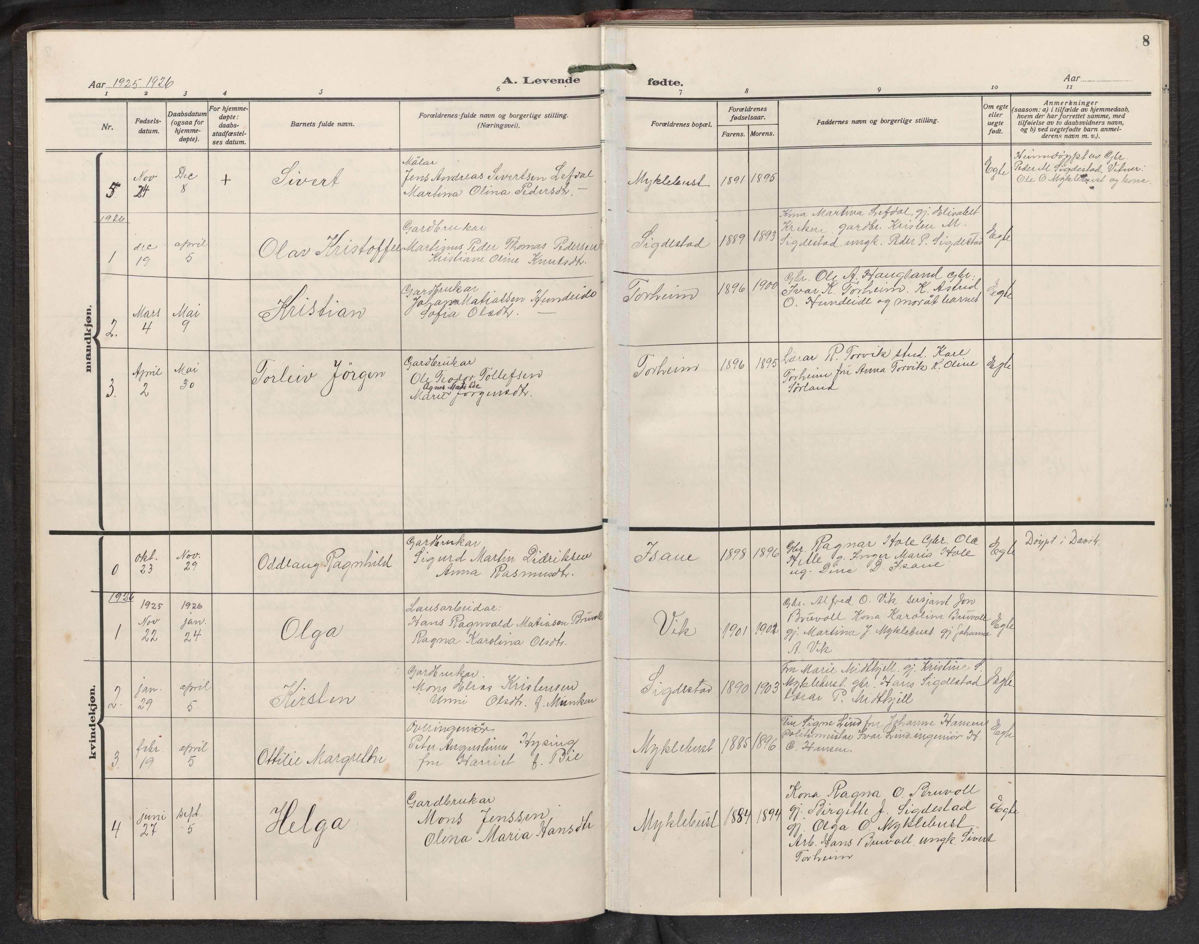 Davik sokneprestembete, AV/SAB-A-79701/H/Hab/Habd/L0003: Parish register (copy) no. D 3, 1917-1953, p. 7b-8a