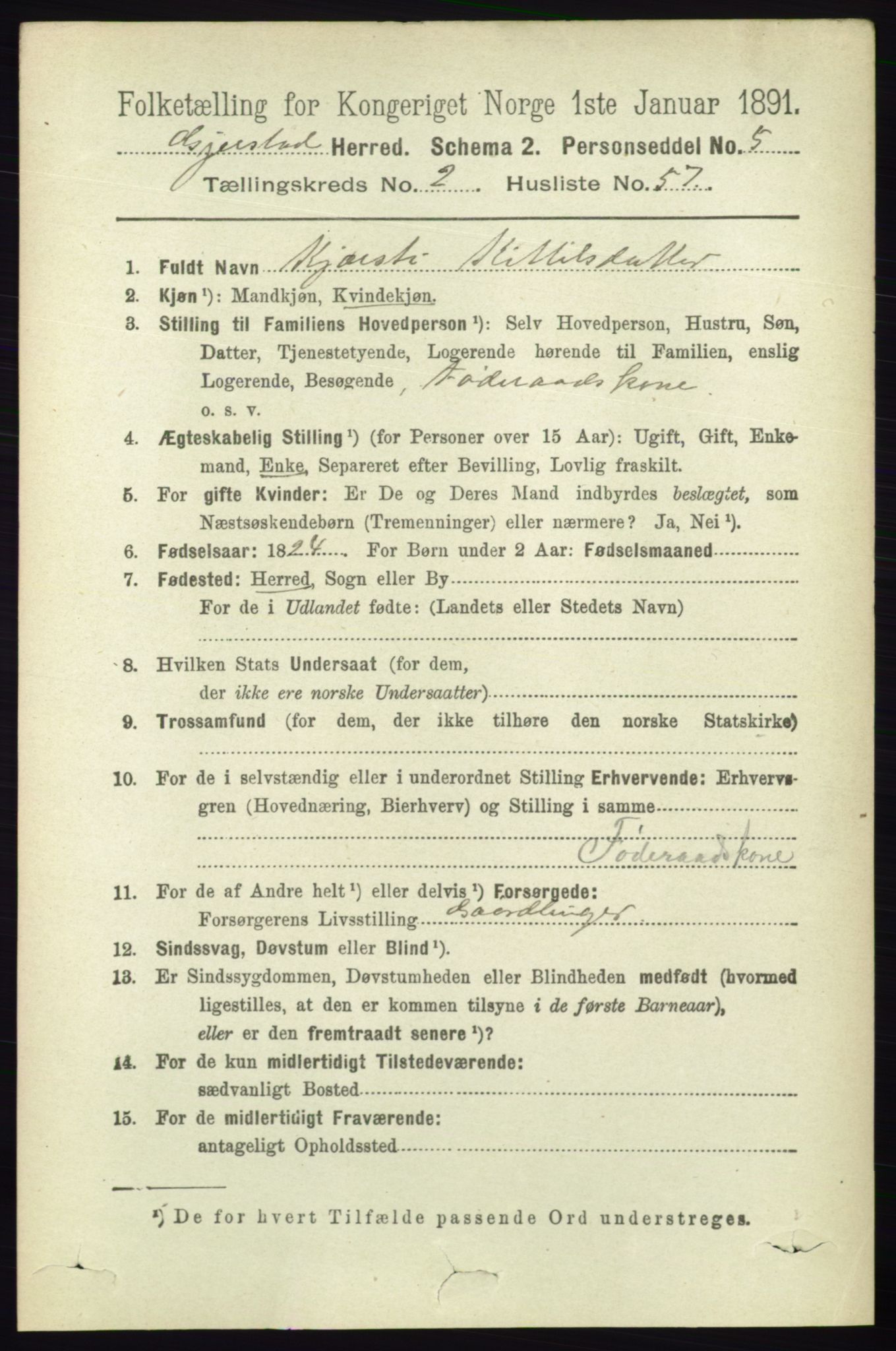 RA, 1891 census for 0911 Gjerstad, 1891, p. 985