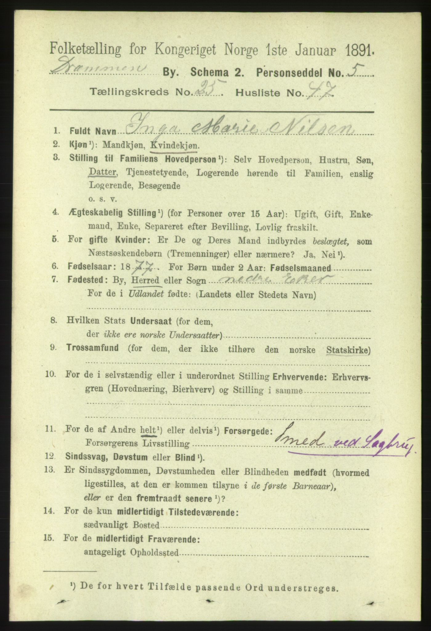 RA, 1891 census for 0602 Drammen, 1891, p. 15777