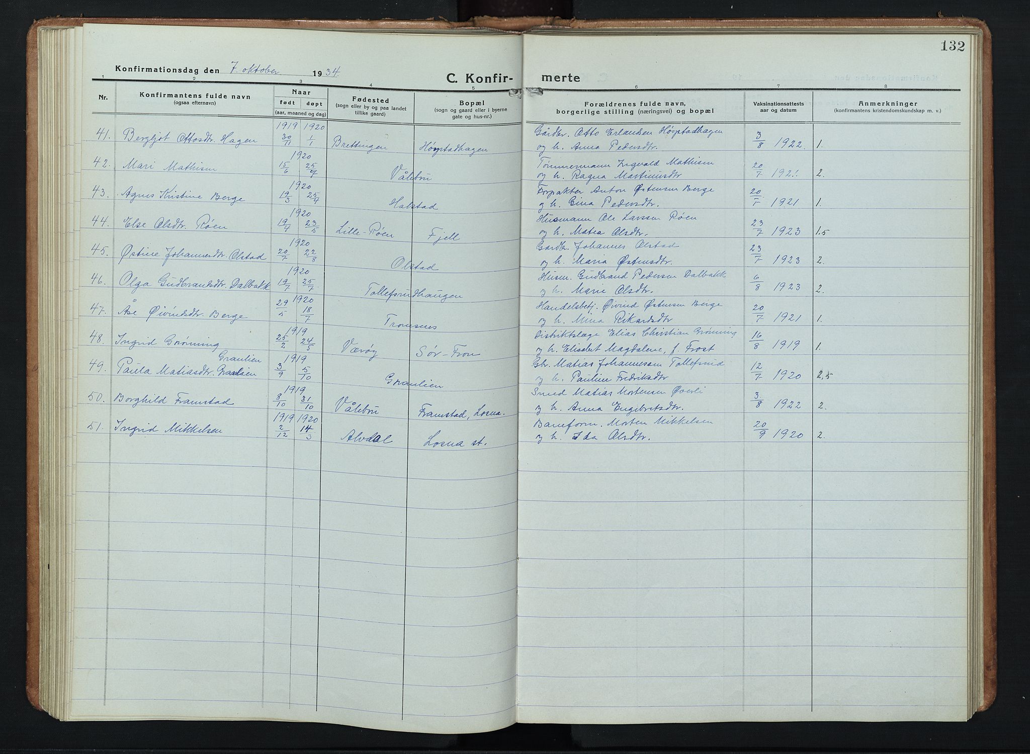 Ringebu prestekontor, SAH/PREST-082/H/Ha/Hab/L0011: Parish register (copy) no. 11, 1921-1943, p. 132